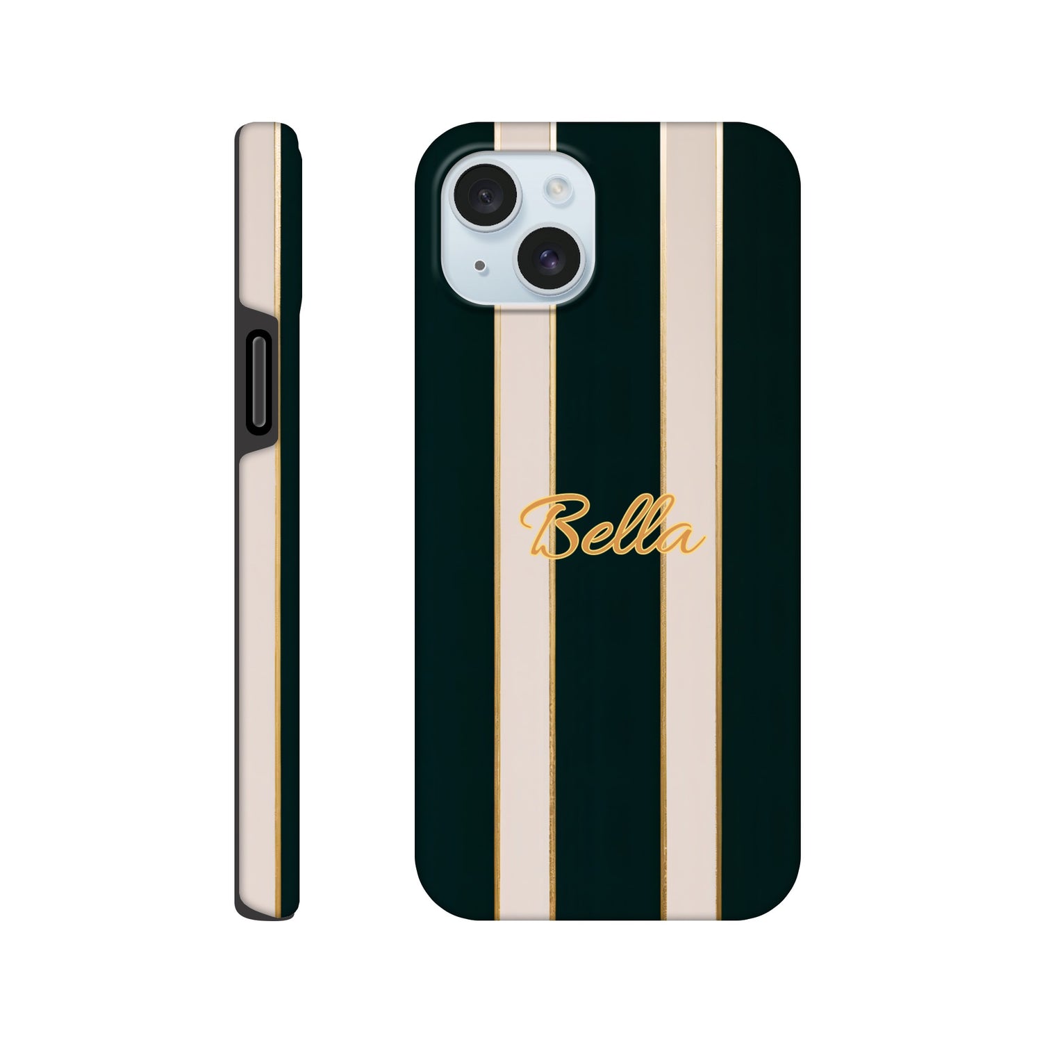 Elegant Striped Phone Case - Black & Cream Design with Gold Accents for iPhone & Samsung | Luxury Protection iPhone 15 Plus