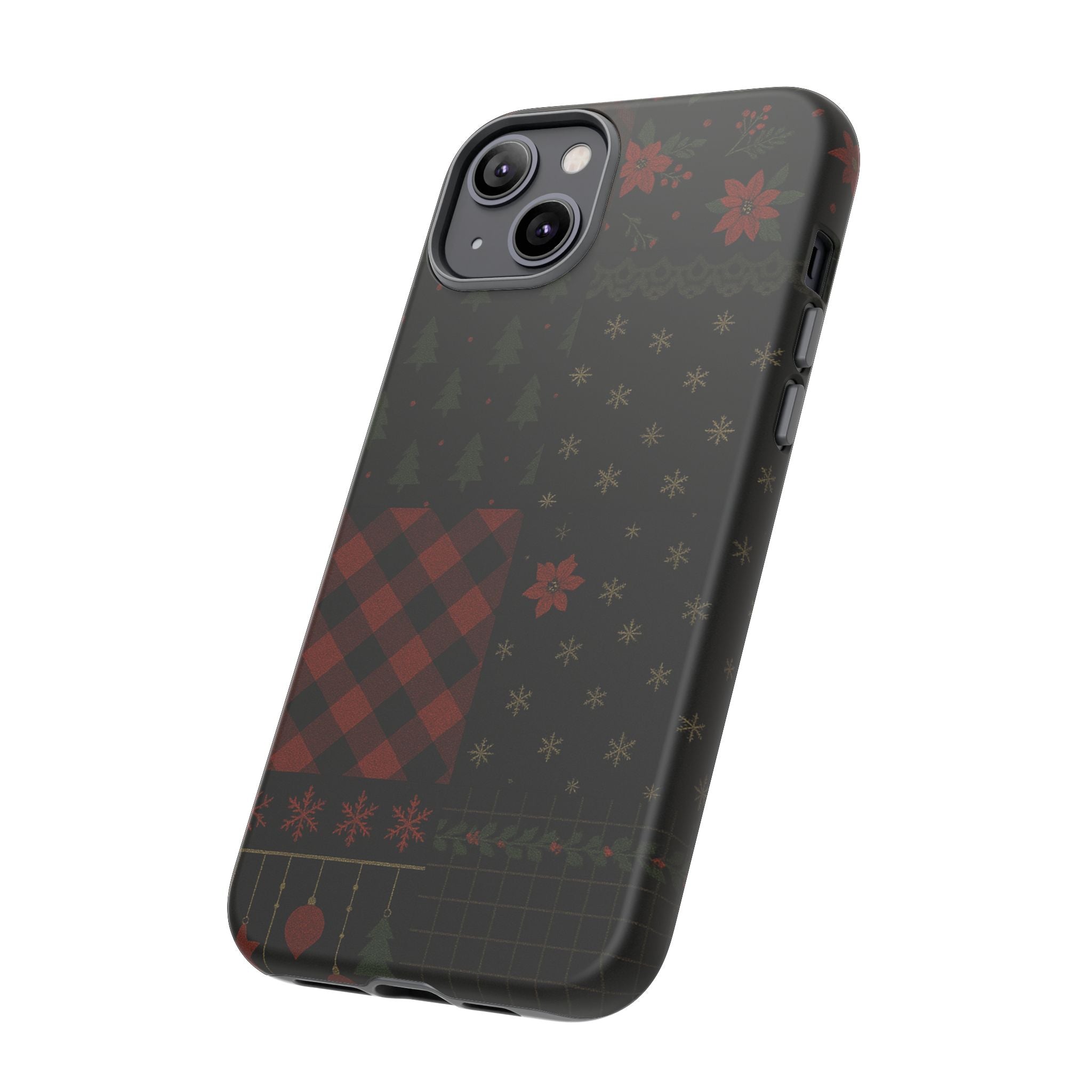 Black Festive Phone Case - Christmas Phone Cover - Tough Design