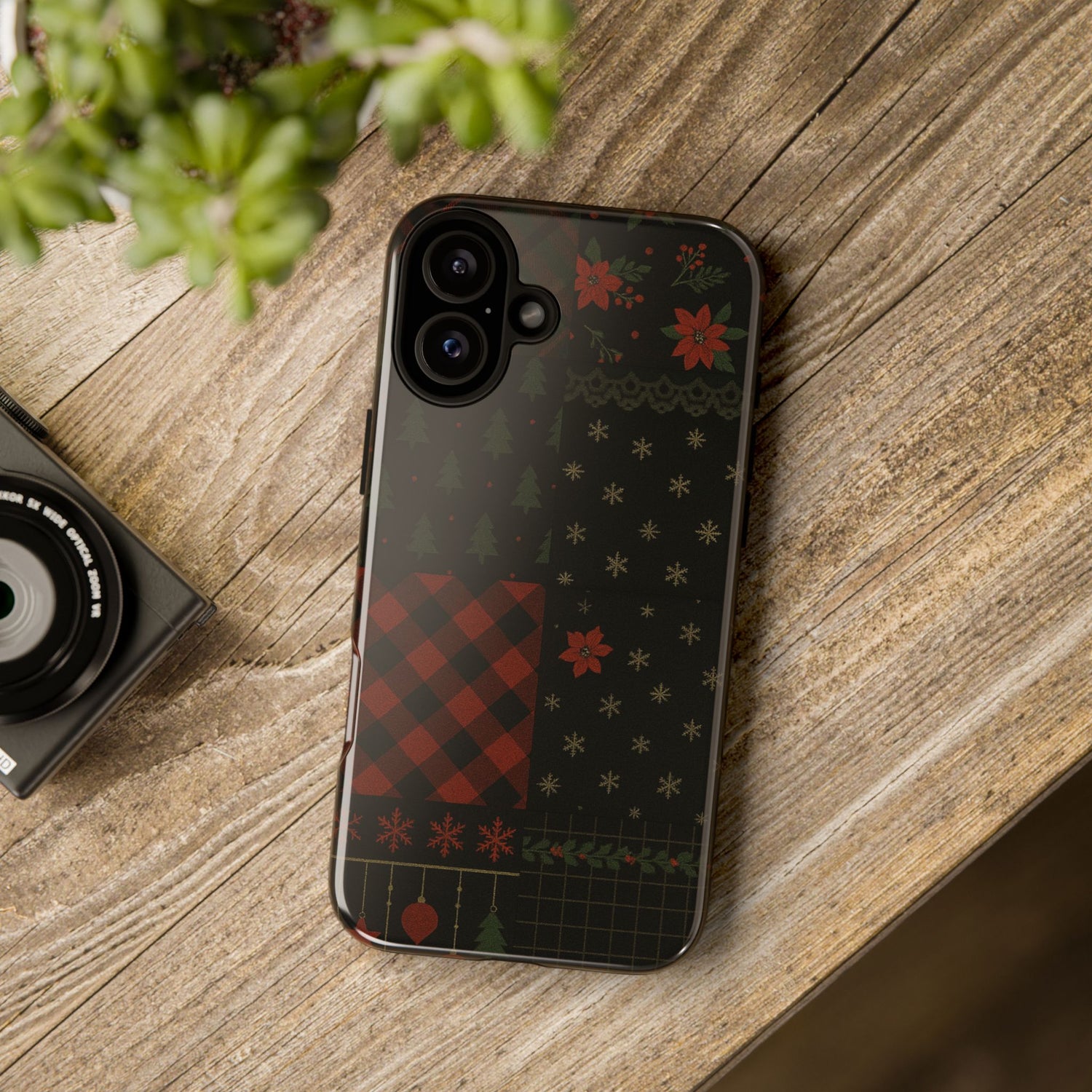 Black Festive Phone Case - Christmas Phone Cover - Tough Design