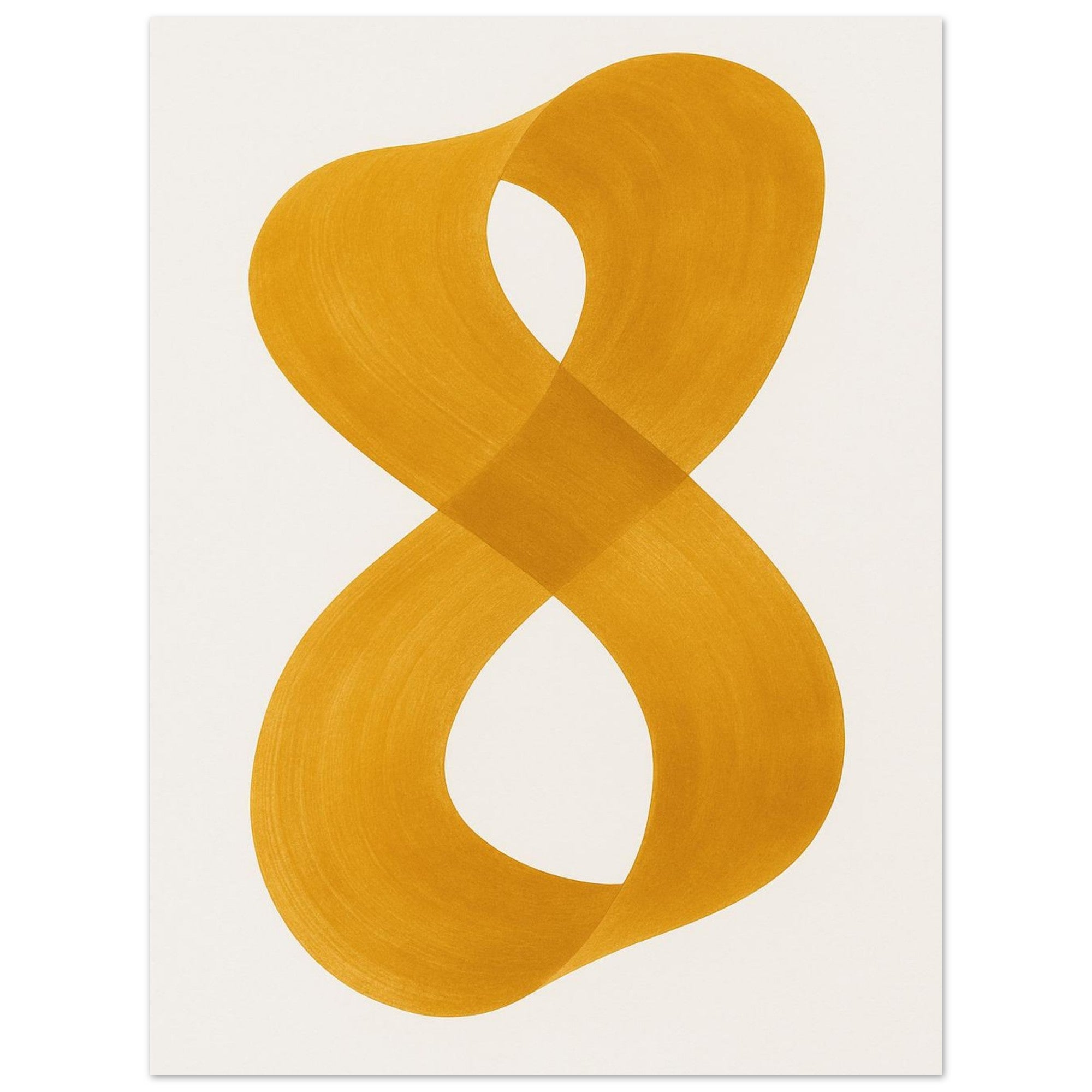 Infinity Abstract Brushstroke Art Print - Modern Minimalist Poster in Pink, Blue, Ochre, Black 75x100 cm 30x40″ Ochre