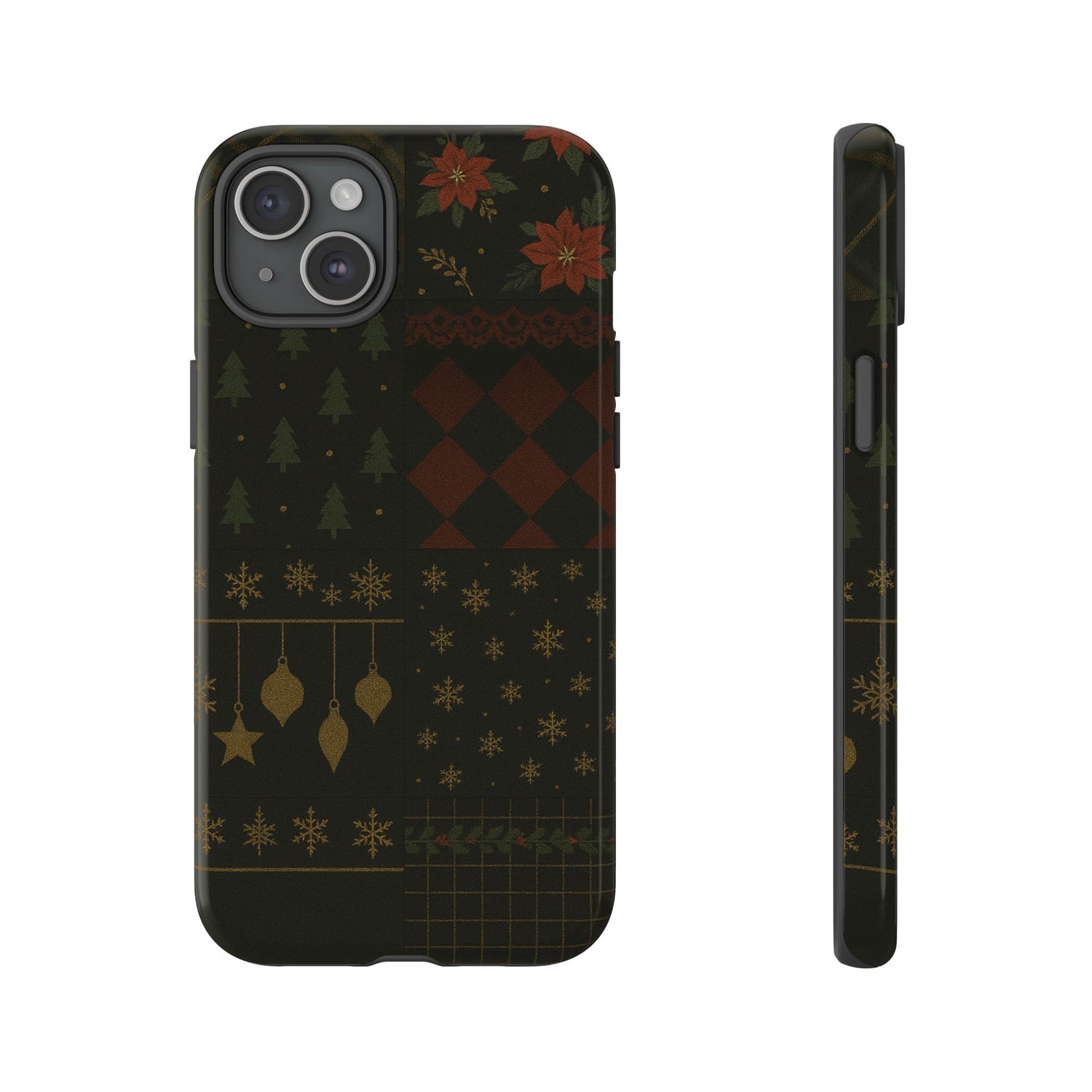 Black Luxury Phone Case for Christmas Festive Season - Tough design iPhone 15 Plus Glossy