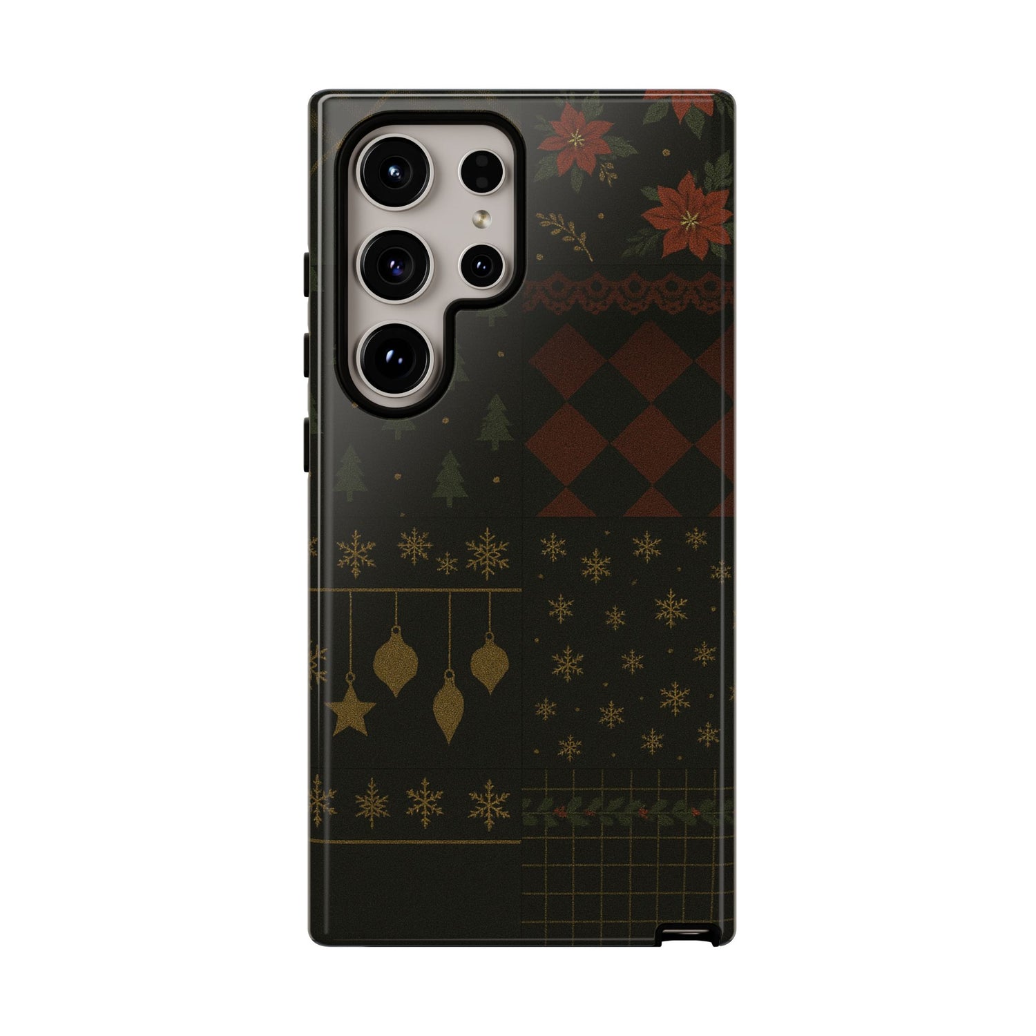 Black Luxury Phone Case for Christmas Festive Season - Tough design Samsung Galaxy S24 Ultra Glossy