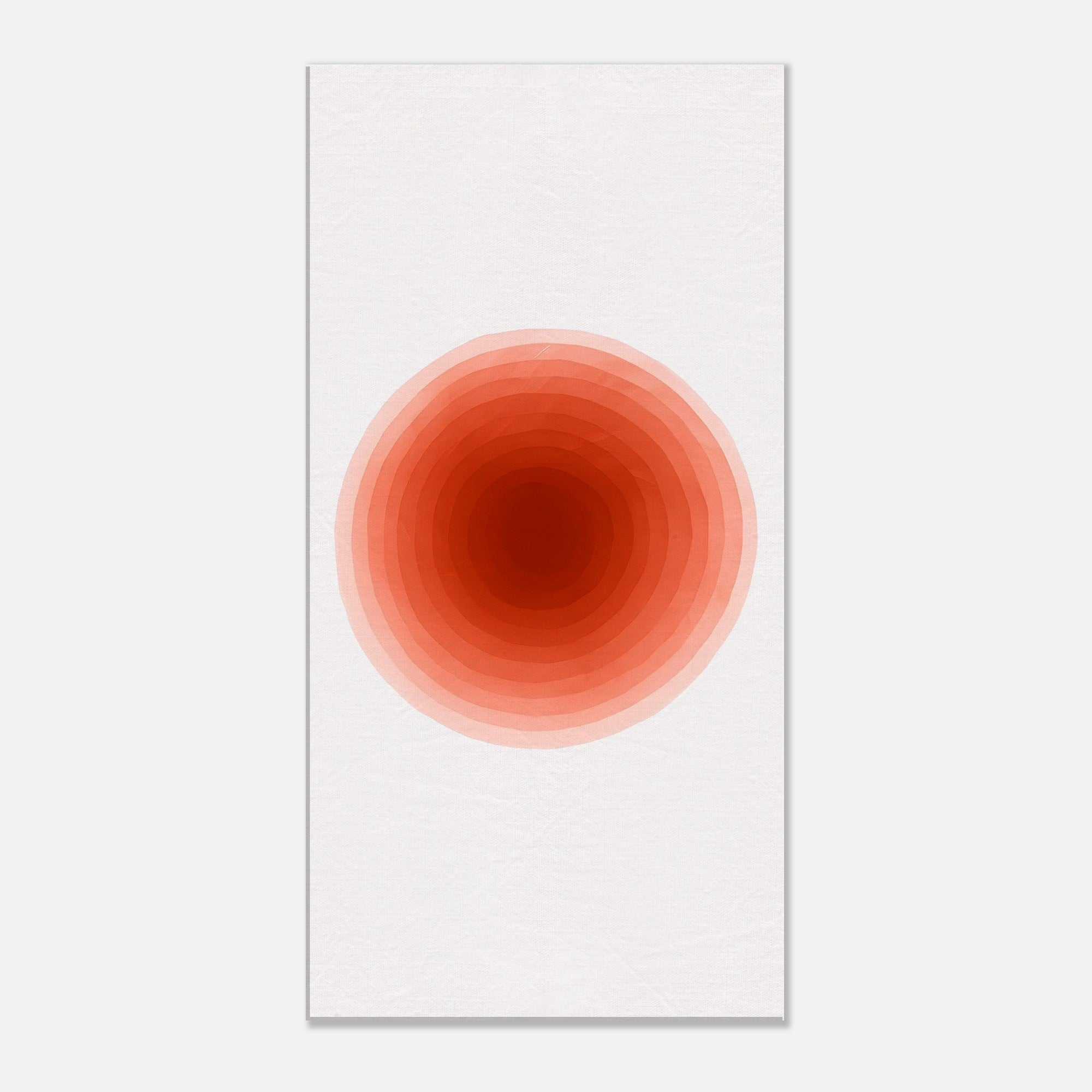 Crimson Pulse – Abstract Red Watercolor Circle Print - Slim Canvas - Wall Art 40x80 cm 16x32″