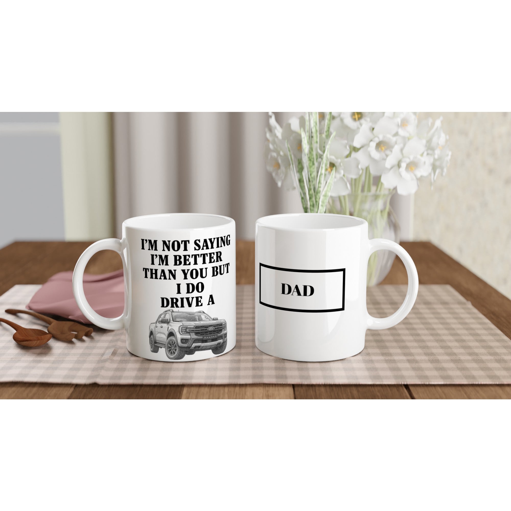 Personalized Ford Ranger Wildtrak Mug - Unique Car Lover Dad Gift | 11oz Ceramic Cup Ceramic White
