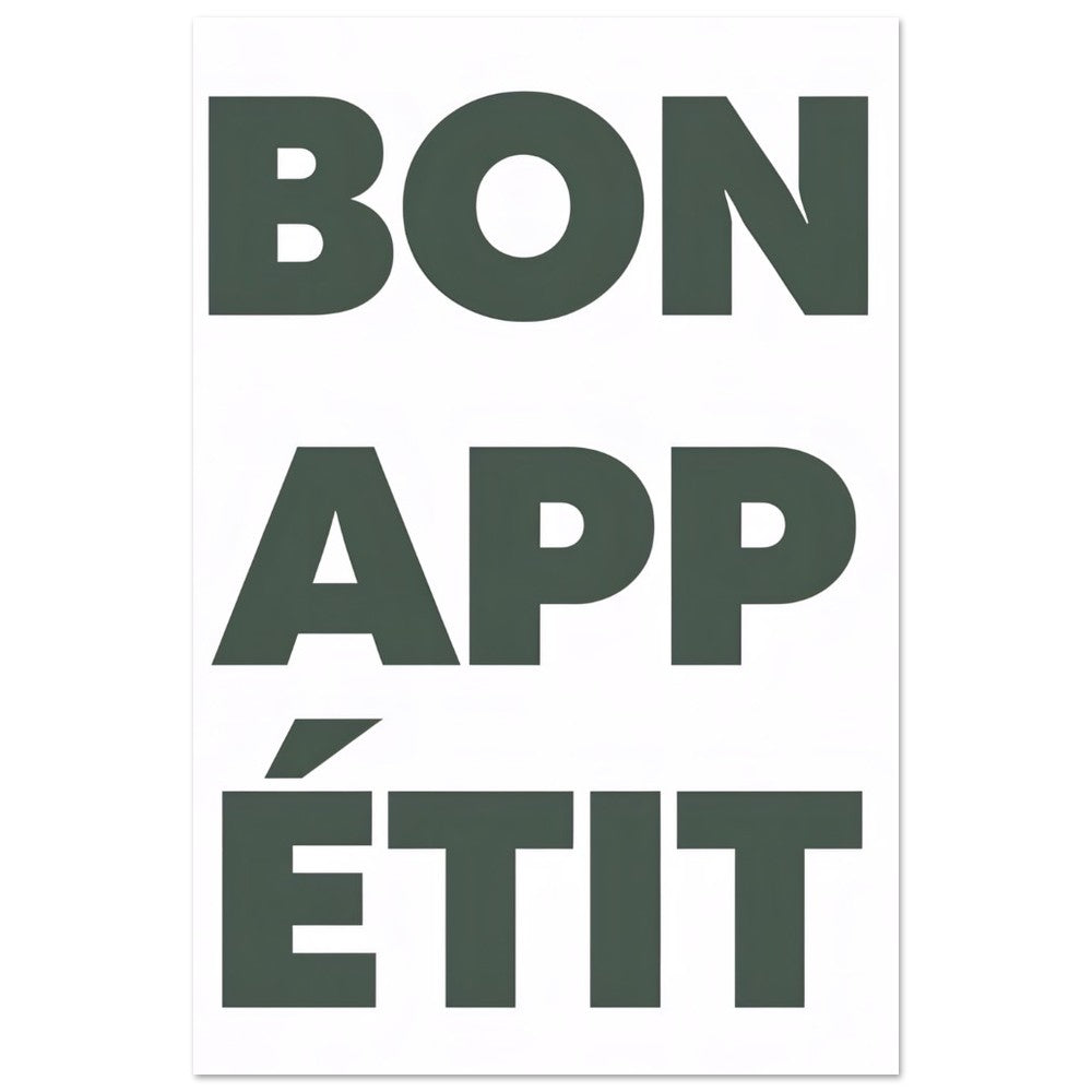Bon Appétit Wall Art Poster, Unframed Dining Art Print in A0, A1, A2, A3, 8x12, 12x18, 16x24 30x40 Sizes, Matte Finish, Kitchen Poster 40x60 cm 16x24″ Style A - Beige