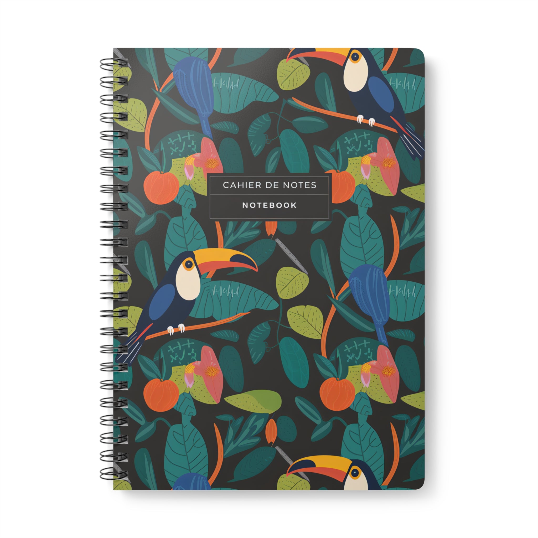 Tropical Jungle Notebook | Cahier de Notes | A5 Spiral Bound Journal with Toucan Botanical Design | Exotic Gift for Writers & Creatives