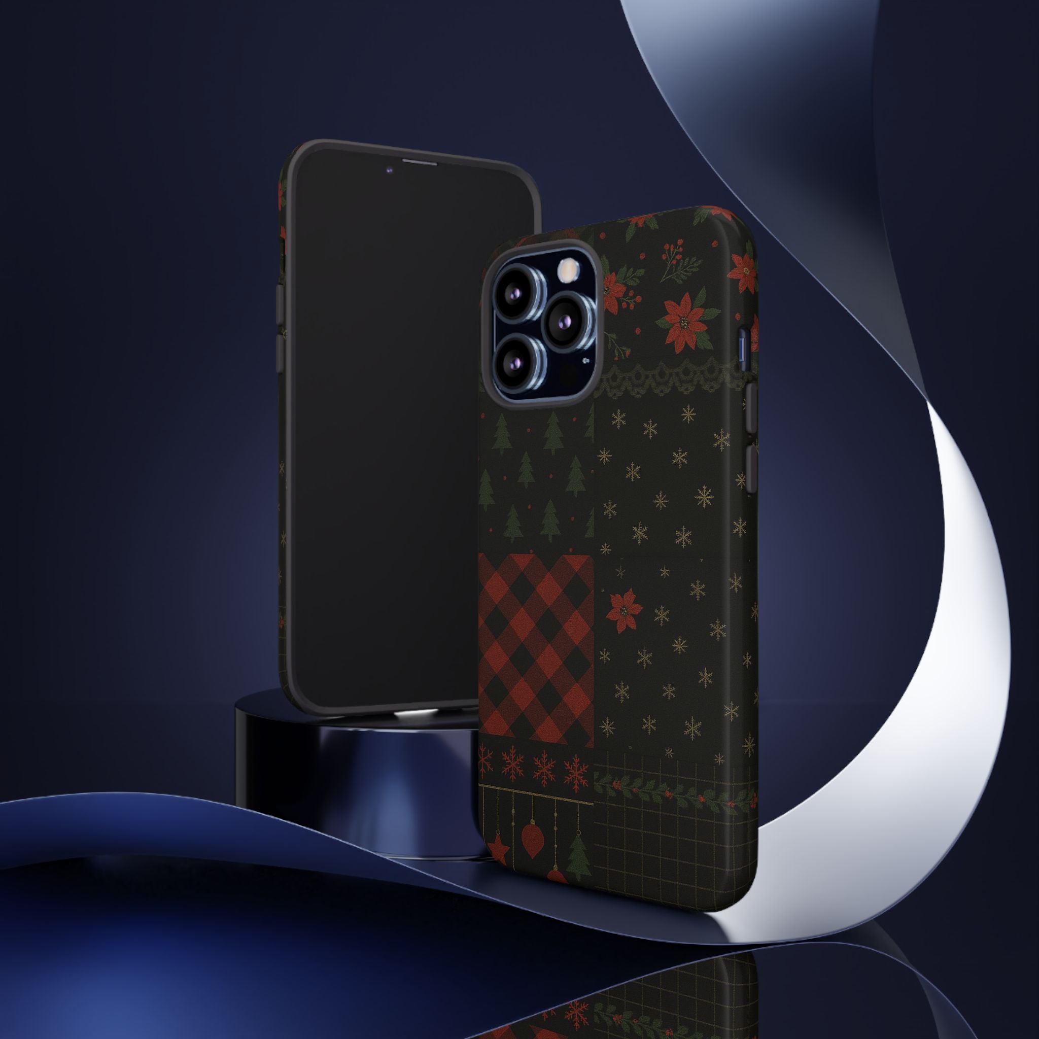 Black Festive Phone Case - Christmas Phone Cover - Tough Design