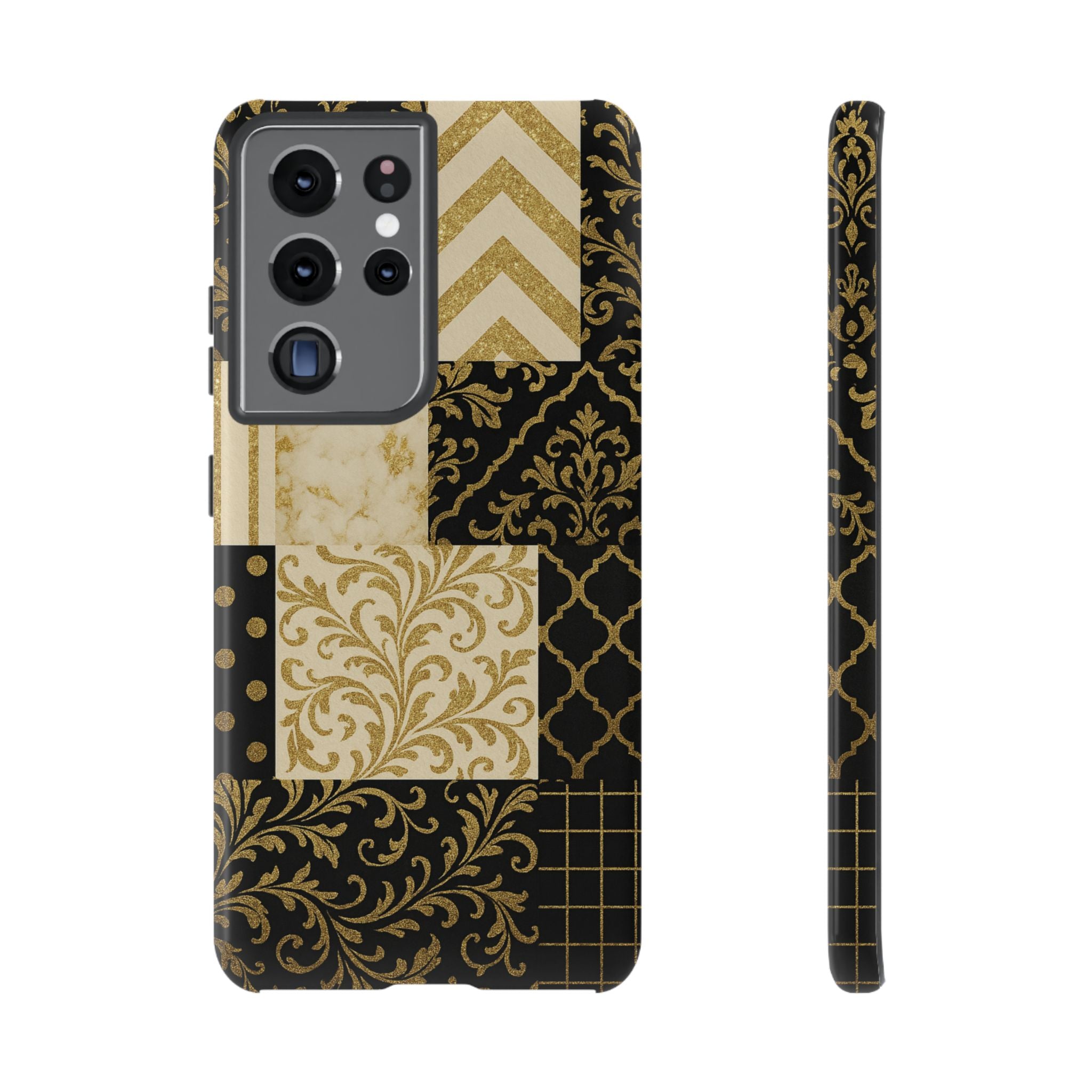 Phone Case, Luxury Black and Gold Festive Design for Christmas Gift, Holiday Decor, Tough Cases, Winter Celebration, Elegant iPhone Cover Samsung Galaxy S21 Ultra Glossy