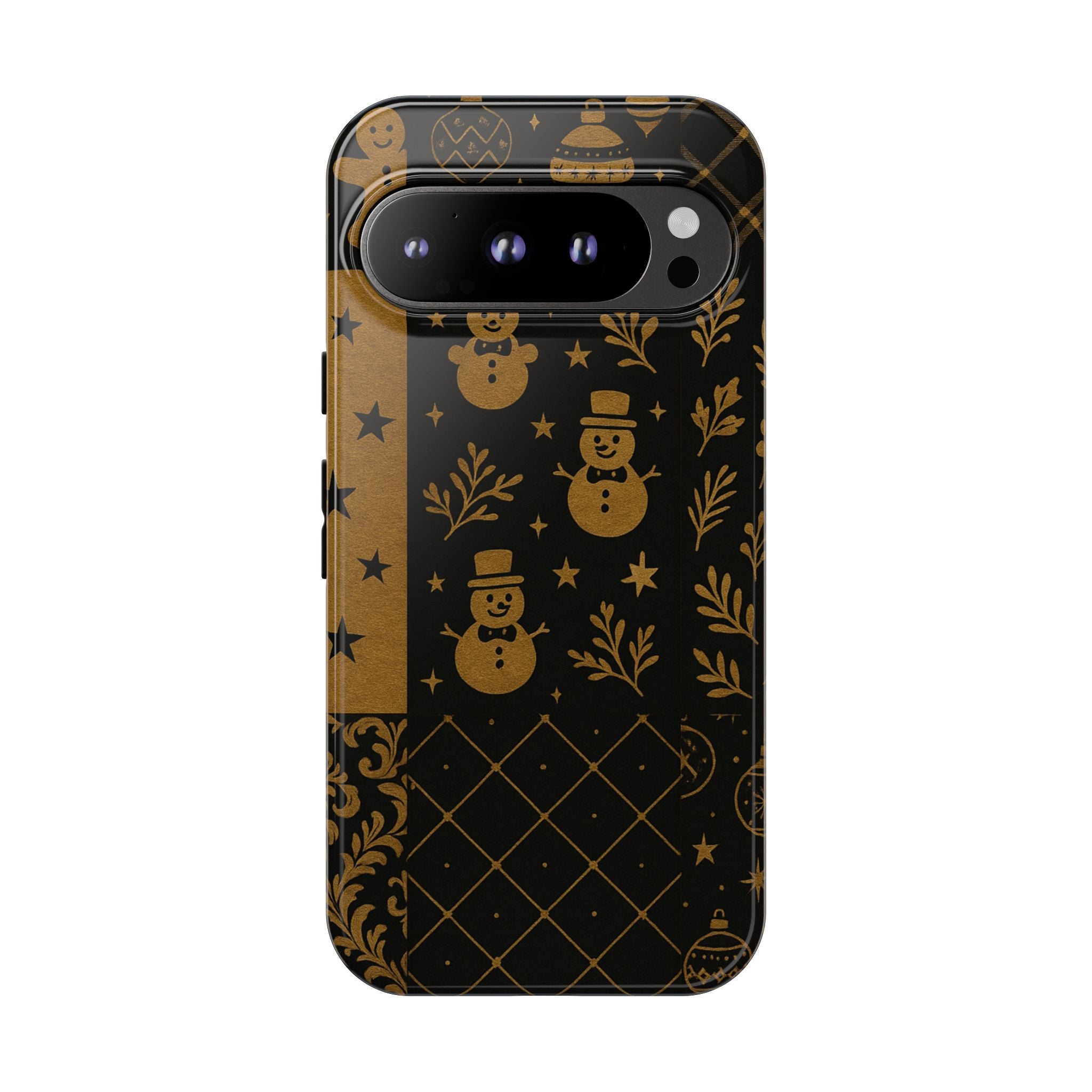 Black Festive Phone Case | Christmas Gift | Holiday Decor | Snowman Design | Tough Cases | Winter Celebration Google Pixel 9 Pro Glossy
