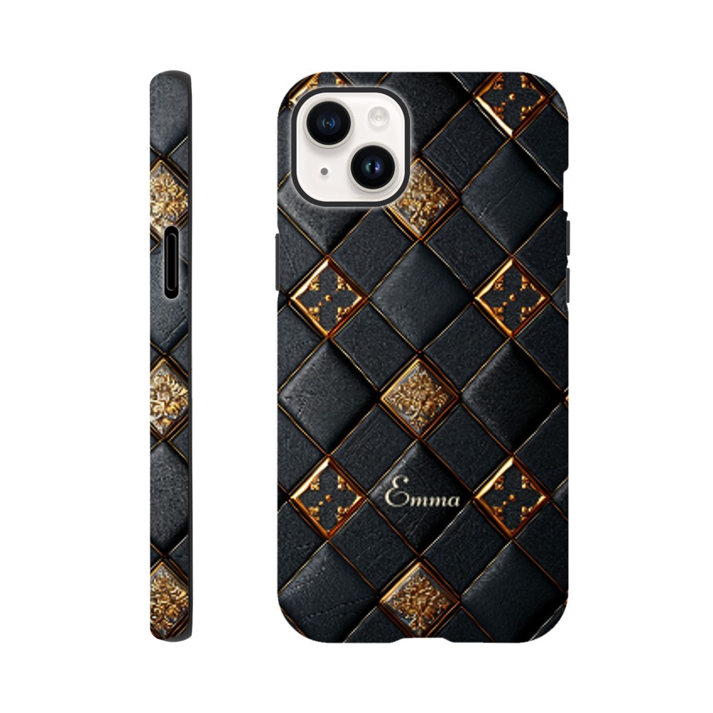 Personalized iPhone 16 and 15 Pro Max Cover,Luxury Checkers Pattern Tough Case,Custom Design,iPhone 16,15,14,13,12,11 iPhone 14 Plus