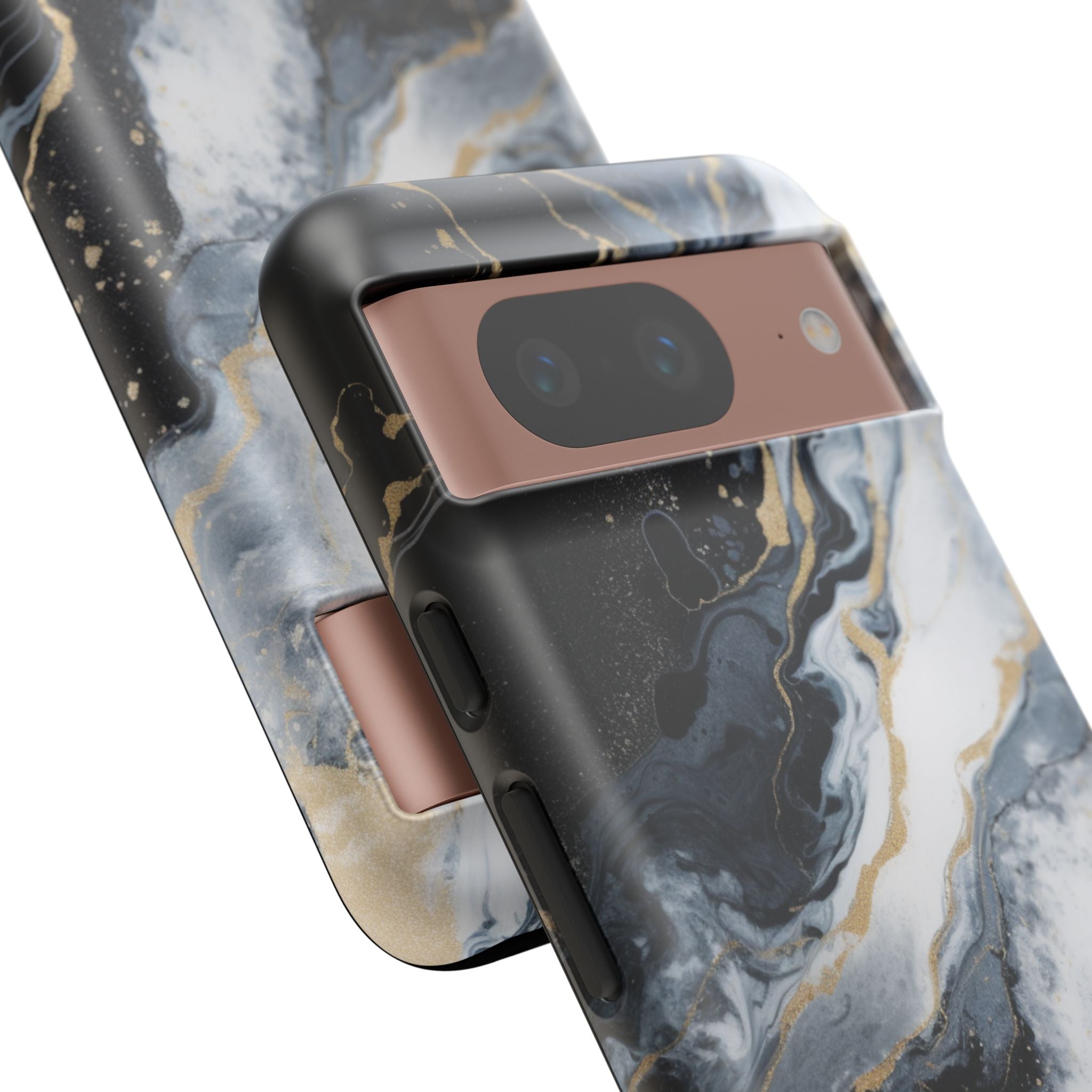 Celestial Marble Phone Case - Black & Gold Swirl Design