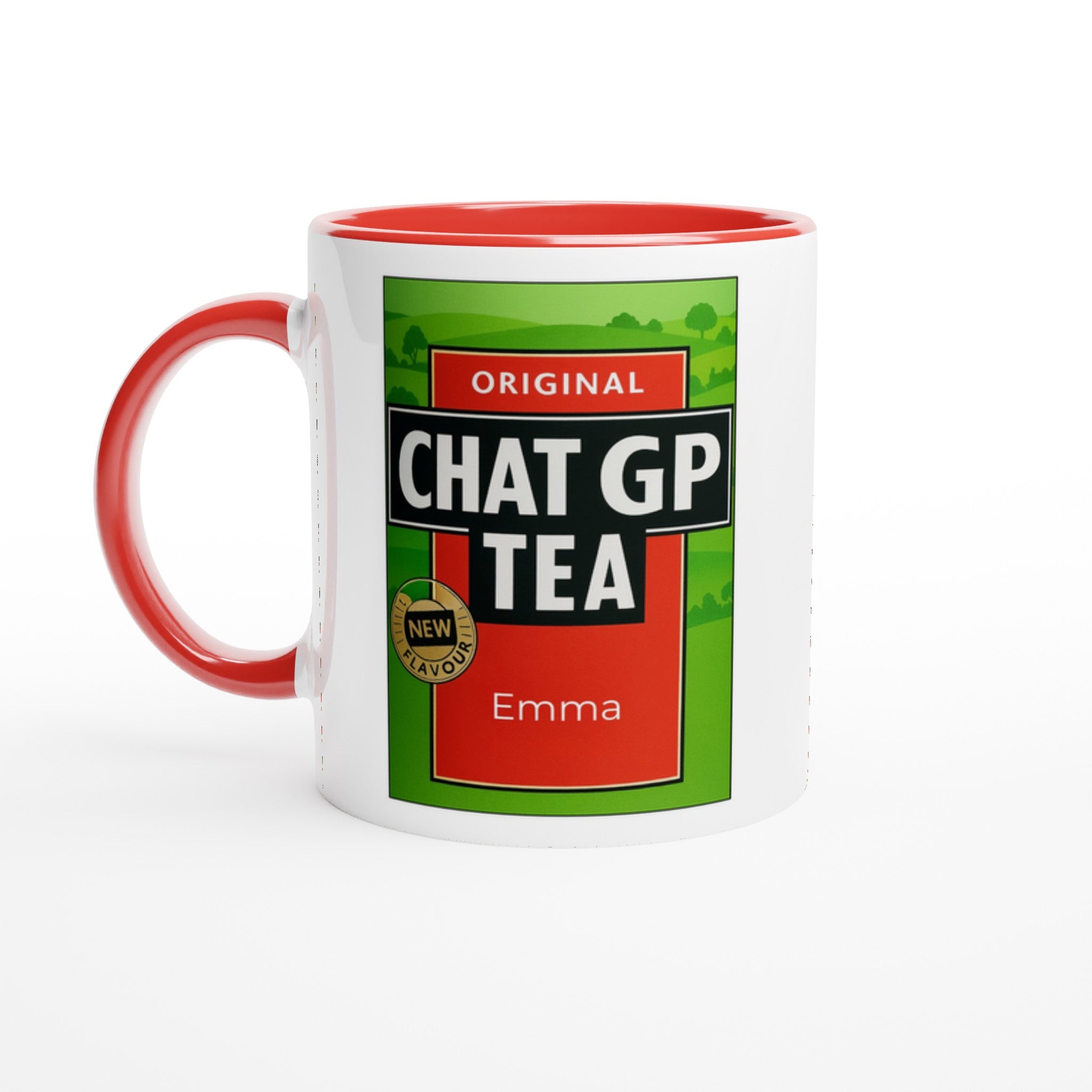 Chat GP Tea – Humorous AI-Inspired Ceramic Mug for Tea Lovers - Personalized Ceramic Red