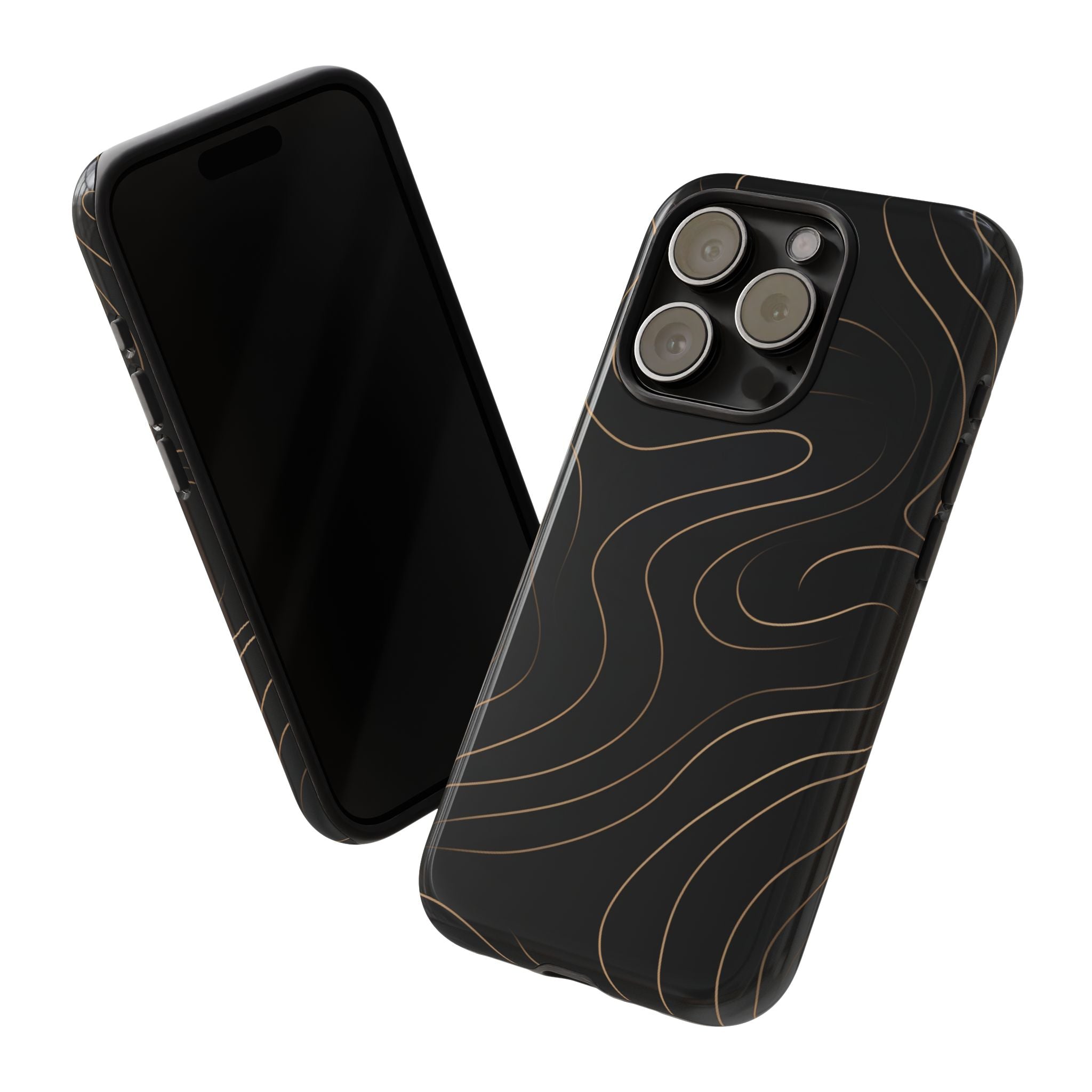 Noir Topograph - Black Minimalist Line Art Phone Case