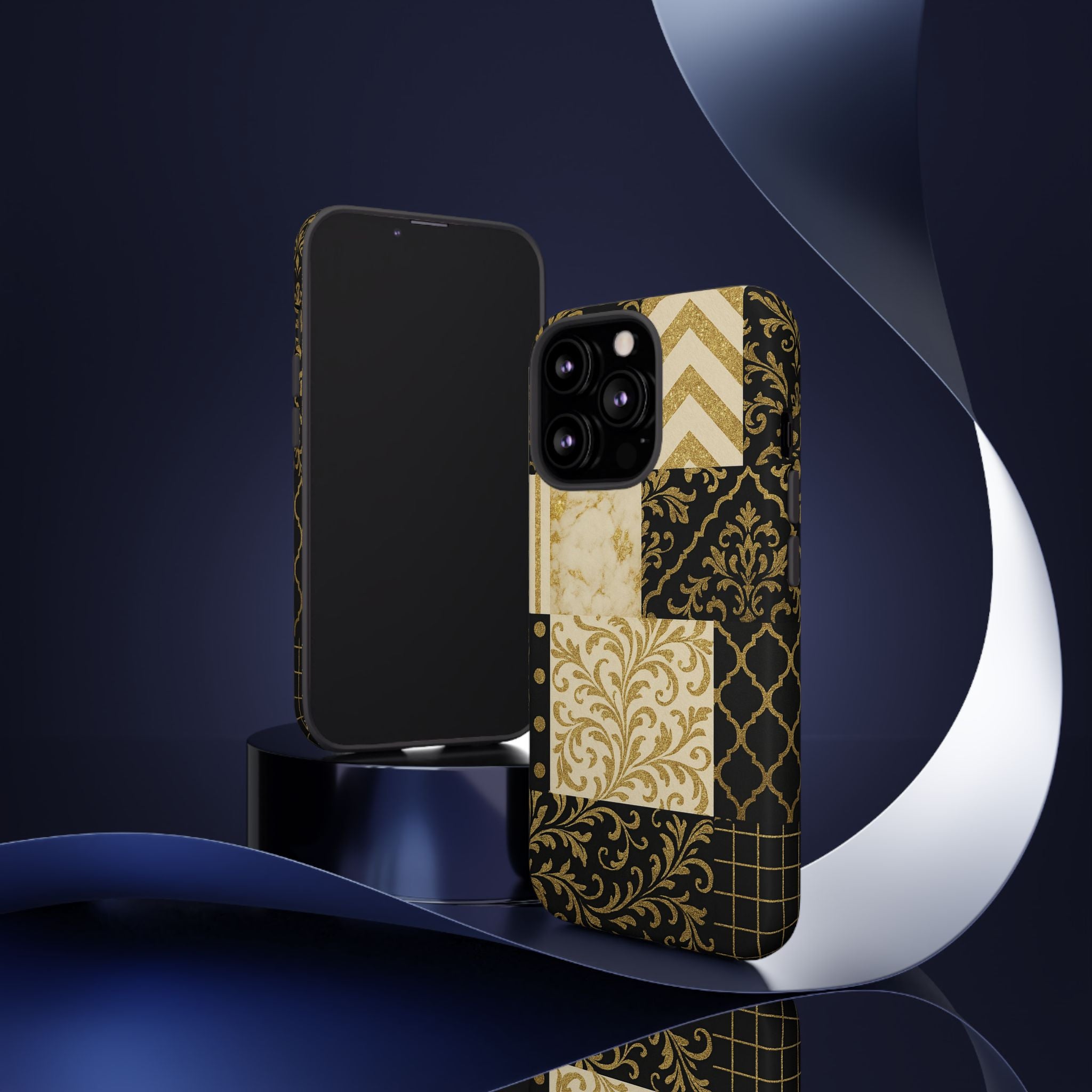 Phone Case, Luxury Black and Gold Festive Design for Christmas Gift, Holiday Decor, Tough Cases, Winter Celebration, Elegant iPhone Cover