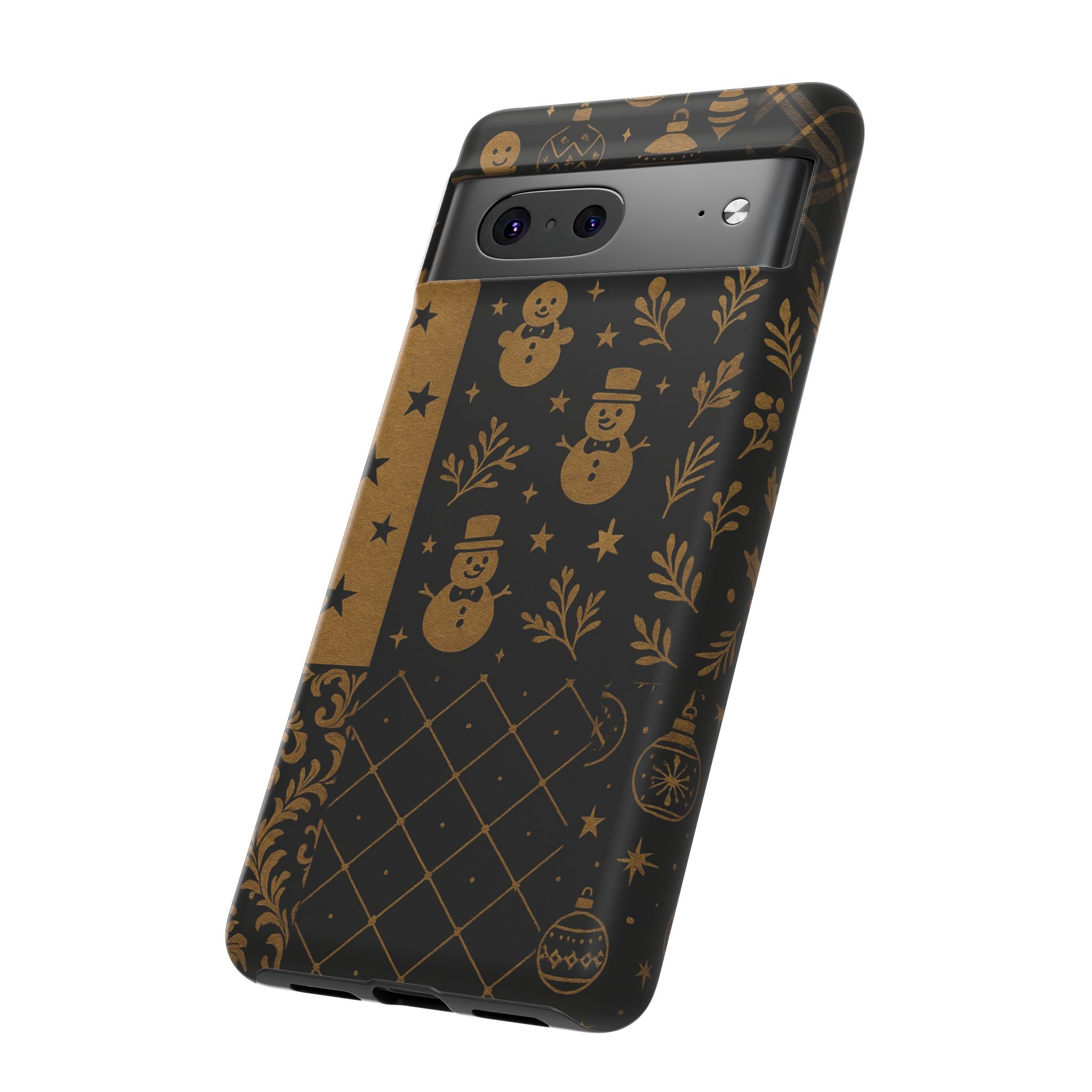 Black Festive Phone Case | Christmas Gift | Holiday Decor | Snowman Design | Tough Cases | Winter Celebration