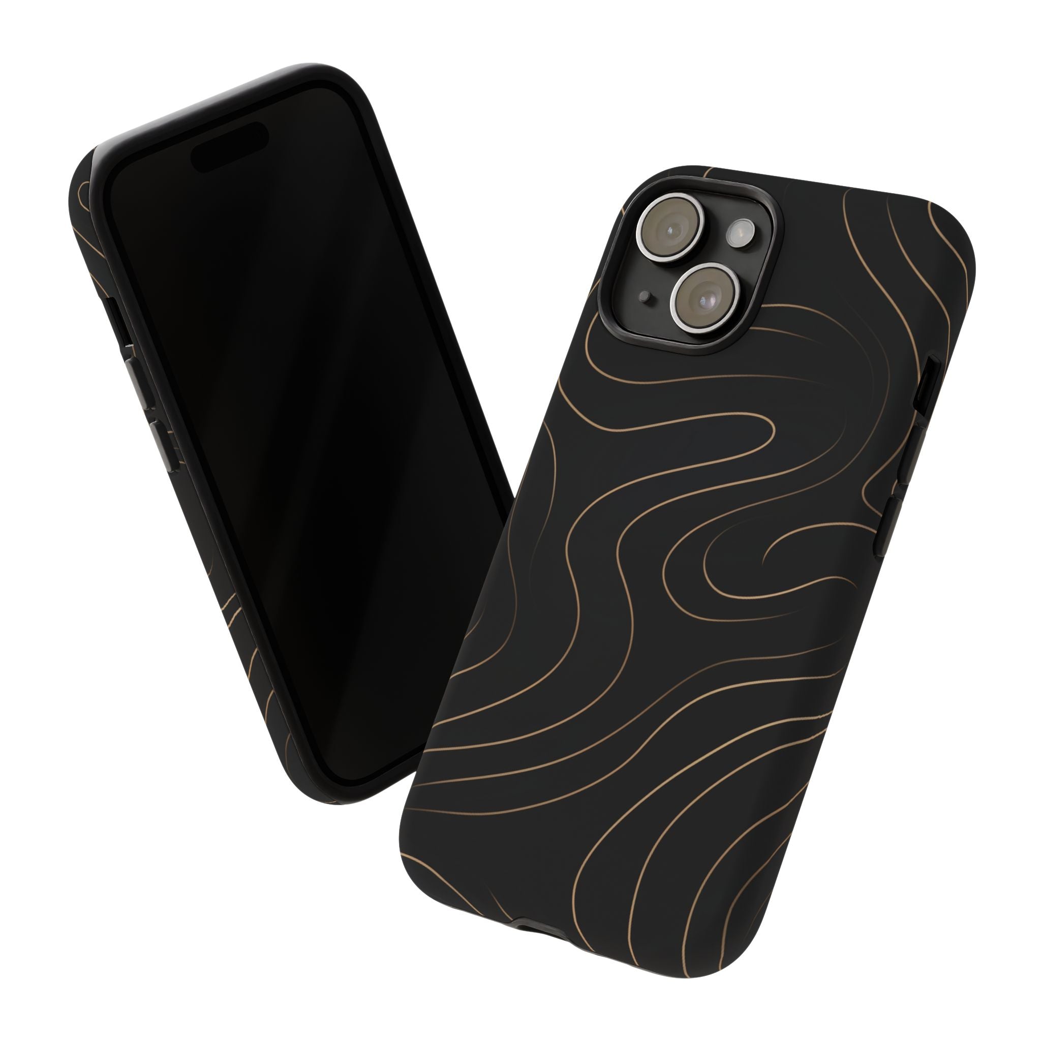 Noir Topograph - Black Minimalist Line Art Phone Case