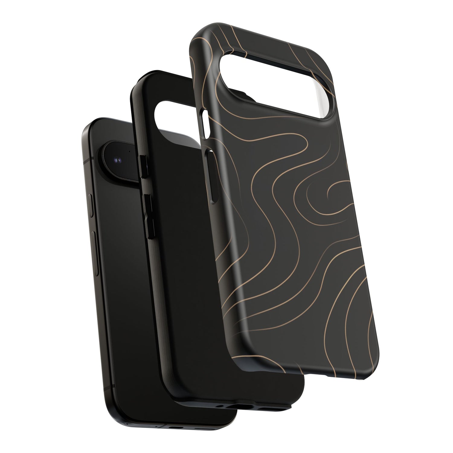 Noir Topograph - Black Minimalist Line Art Phone Case