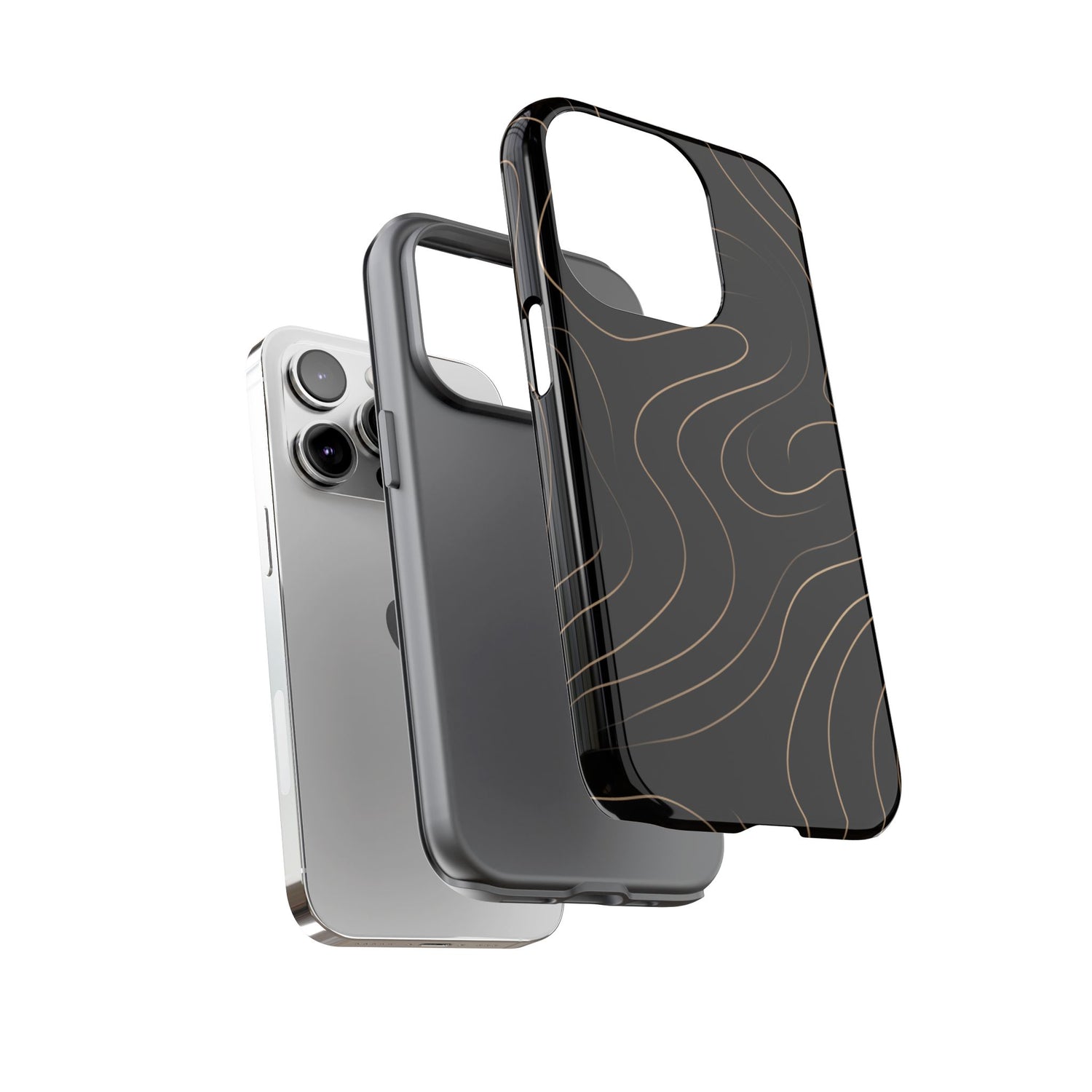 Noir Topograph - Black Minimalist Line Art Phone Case
