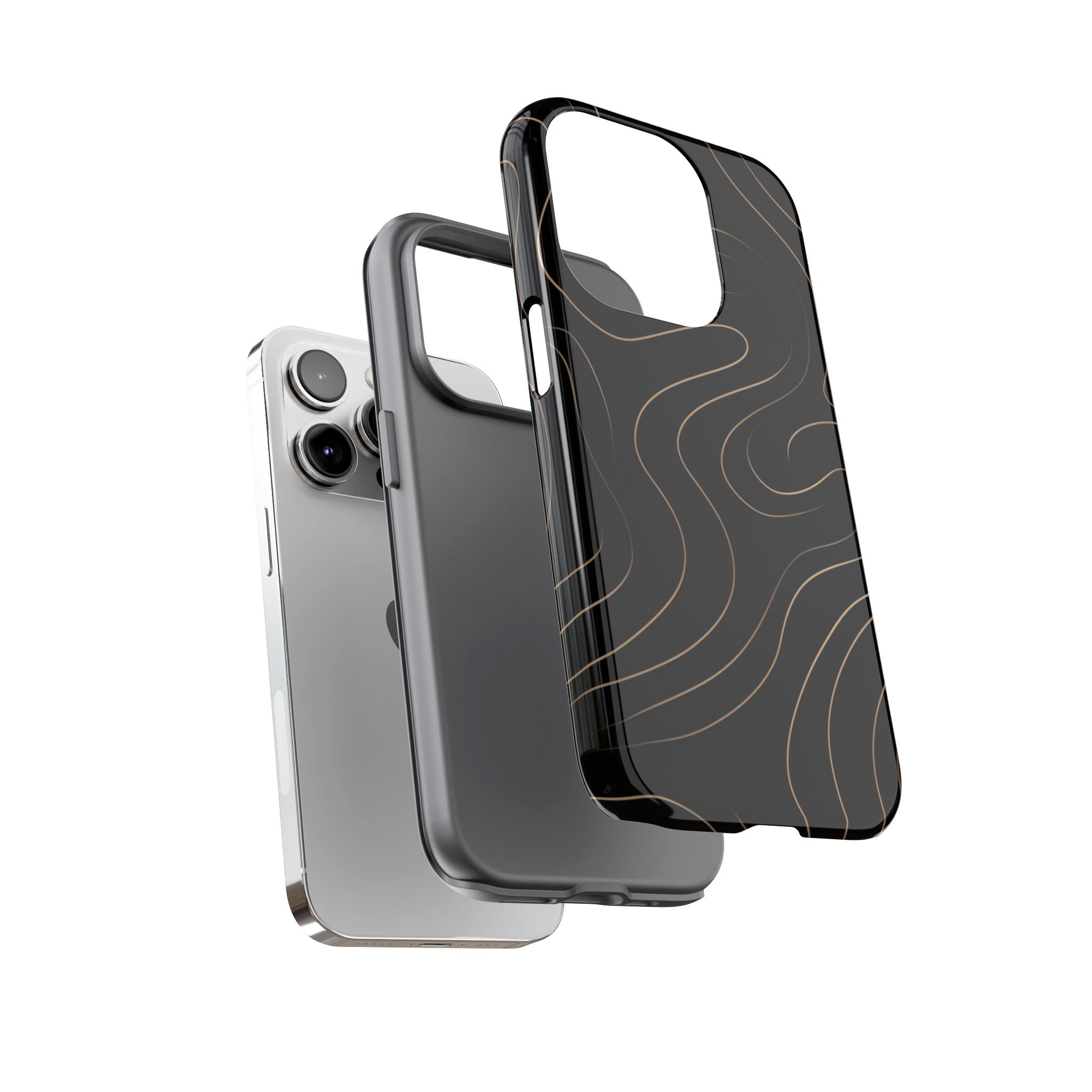 Noir Topograph - Black Minimalist Line Art Phone Case