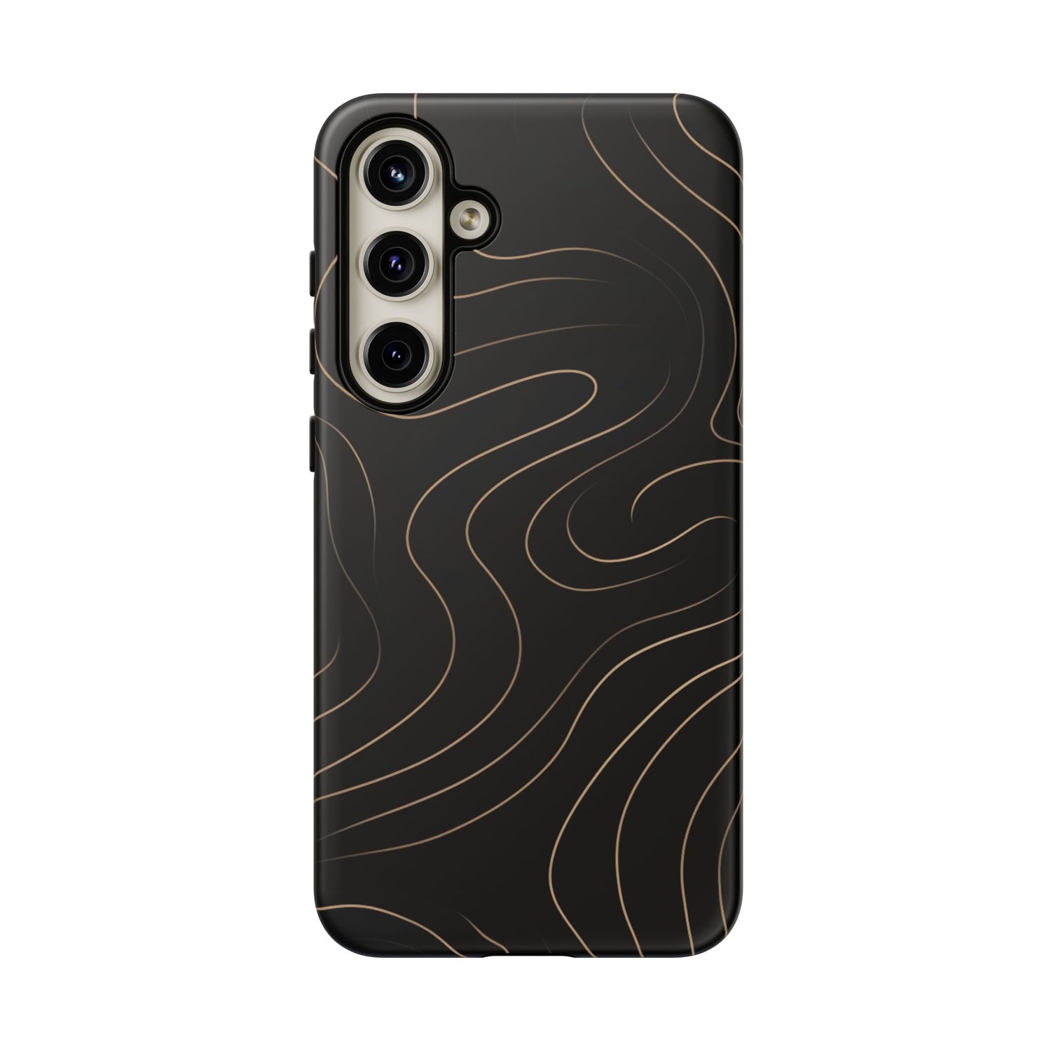 Noir Topograph - Black Minimalist Line Art Phone Case Samsung Galaxy S24 Plus Matte