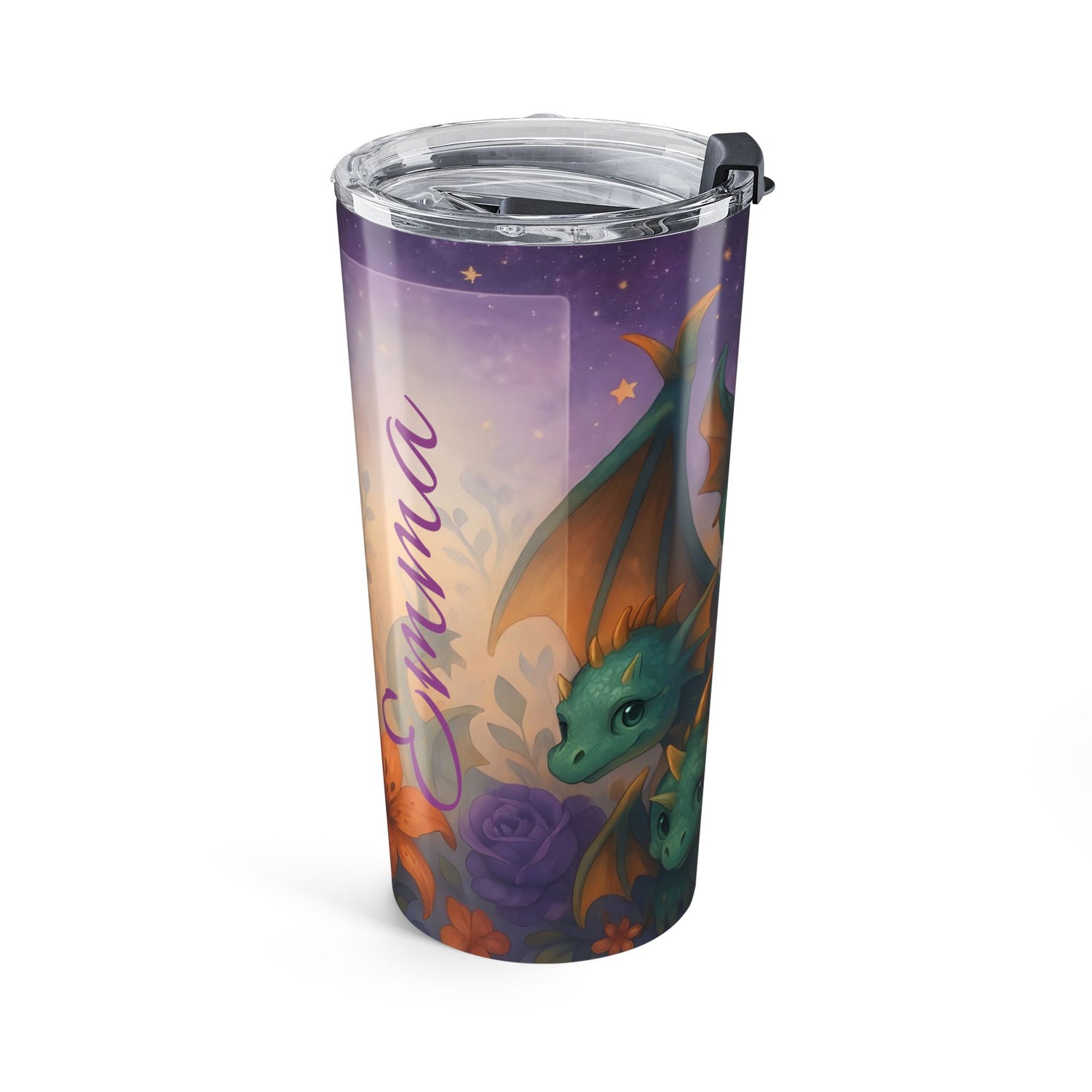 Cute Dragon Tumbler - Personalised 20oz Insulated Cup | Custom Name Stainless Steel Travel Mug