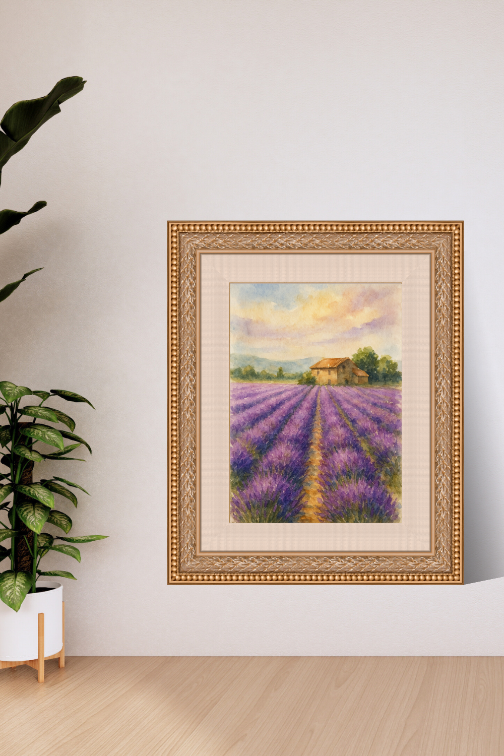Lavender Fields Provence Watercolour Print - France Travel Wall Art