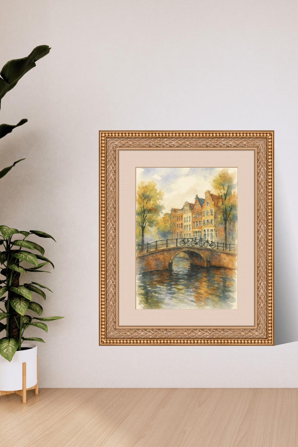 Amsterdam Canal Watercolor Print - Netherlands Travel Poster