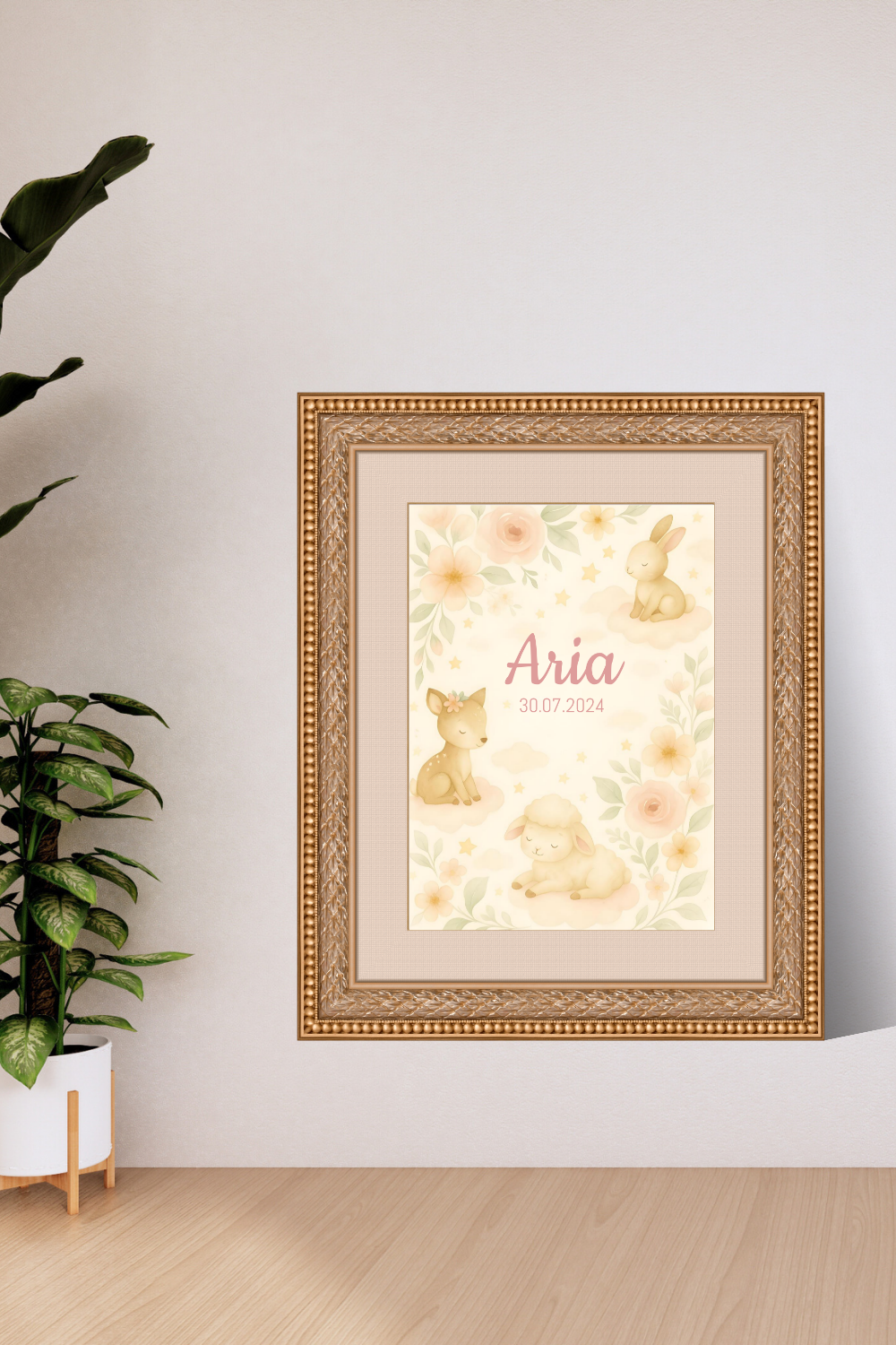 Personalised Woodland Baby Animal Nursery Print - Custom Name Poster