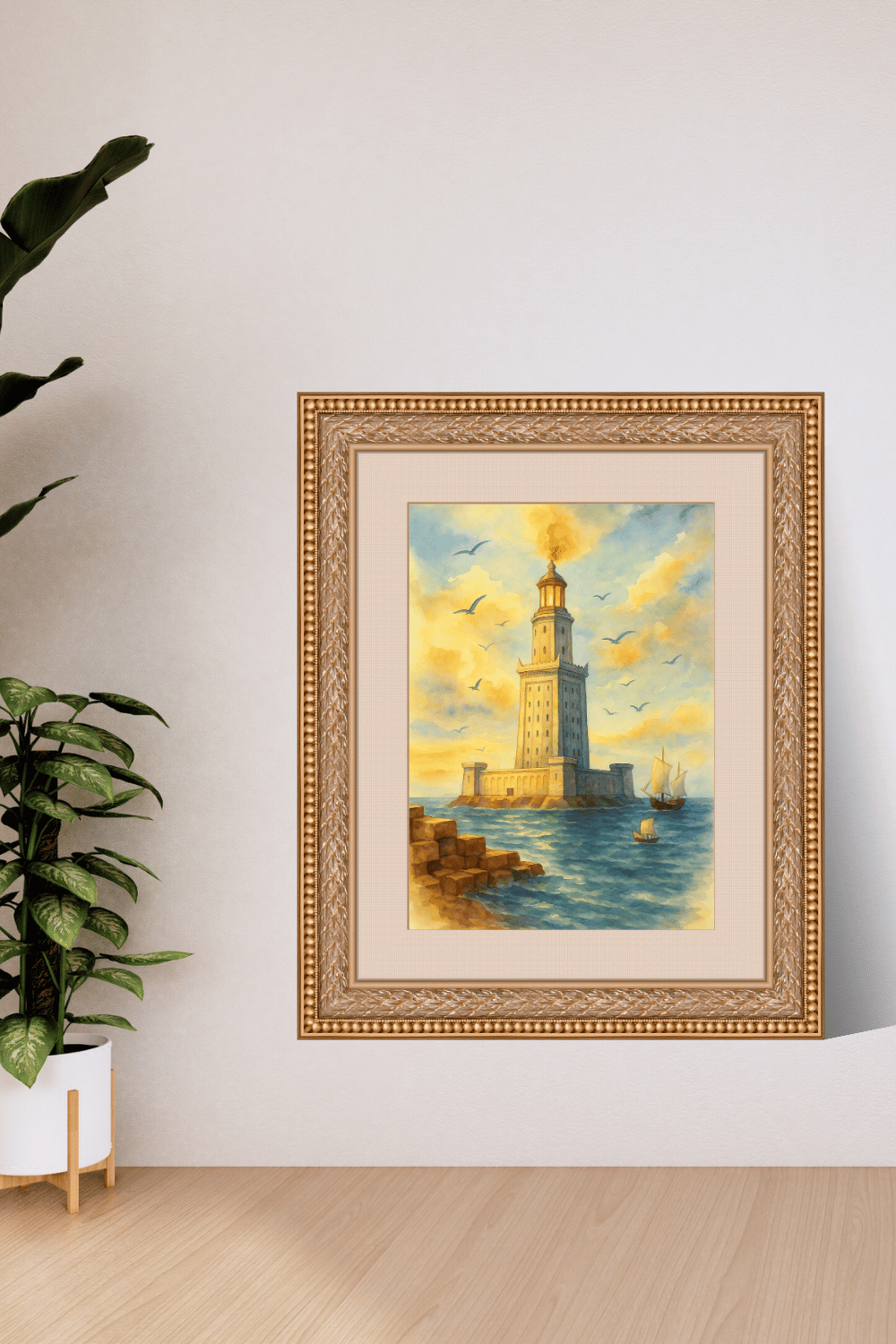 Lighthouse of Alexandria Watercolor Print: Pharos Wall Art