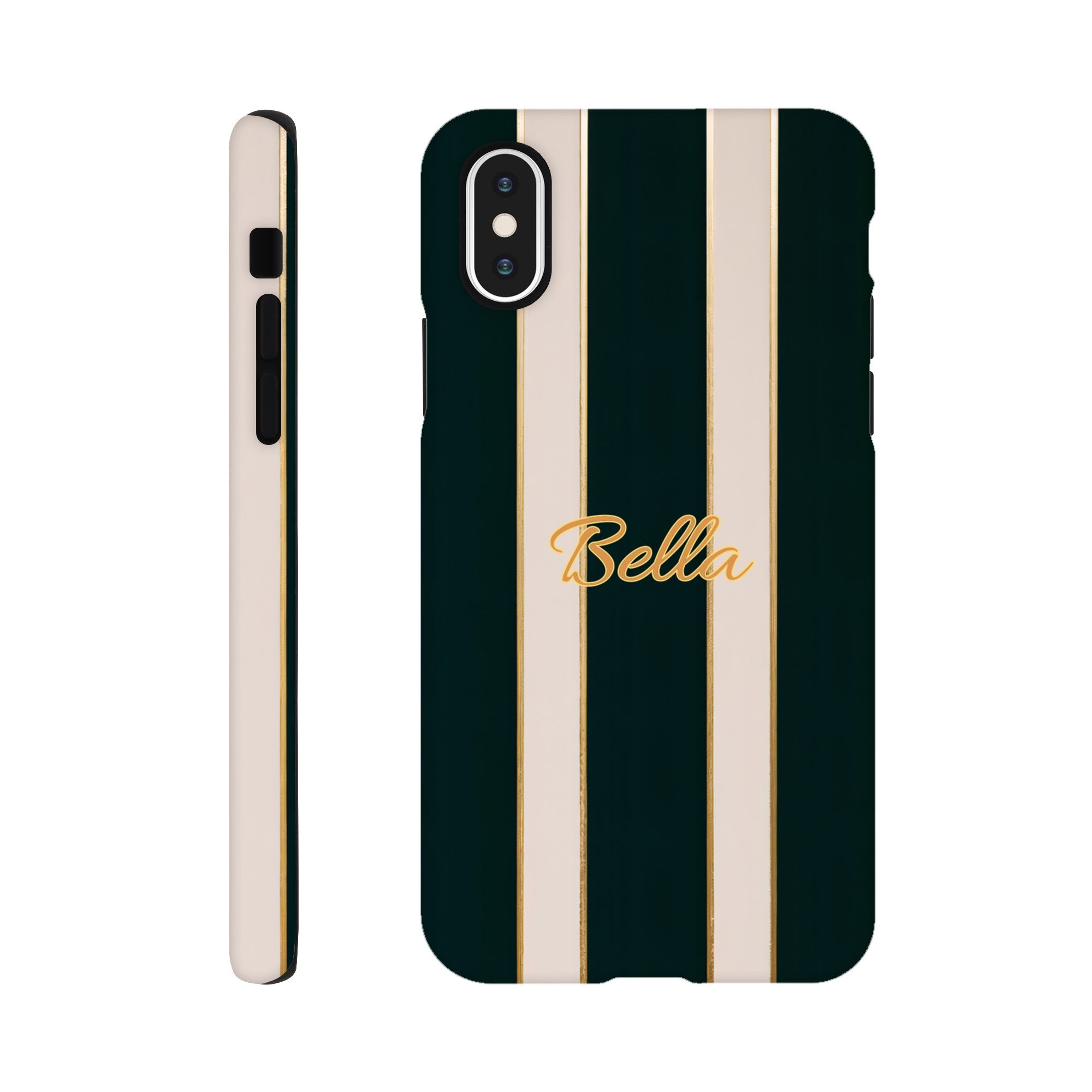 Elegant Striped Phone Case - Black & Cream Design with Gold Accents for iPhone & Samsung | Luxury Protection iPhone XS