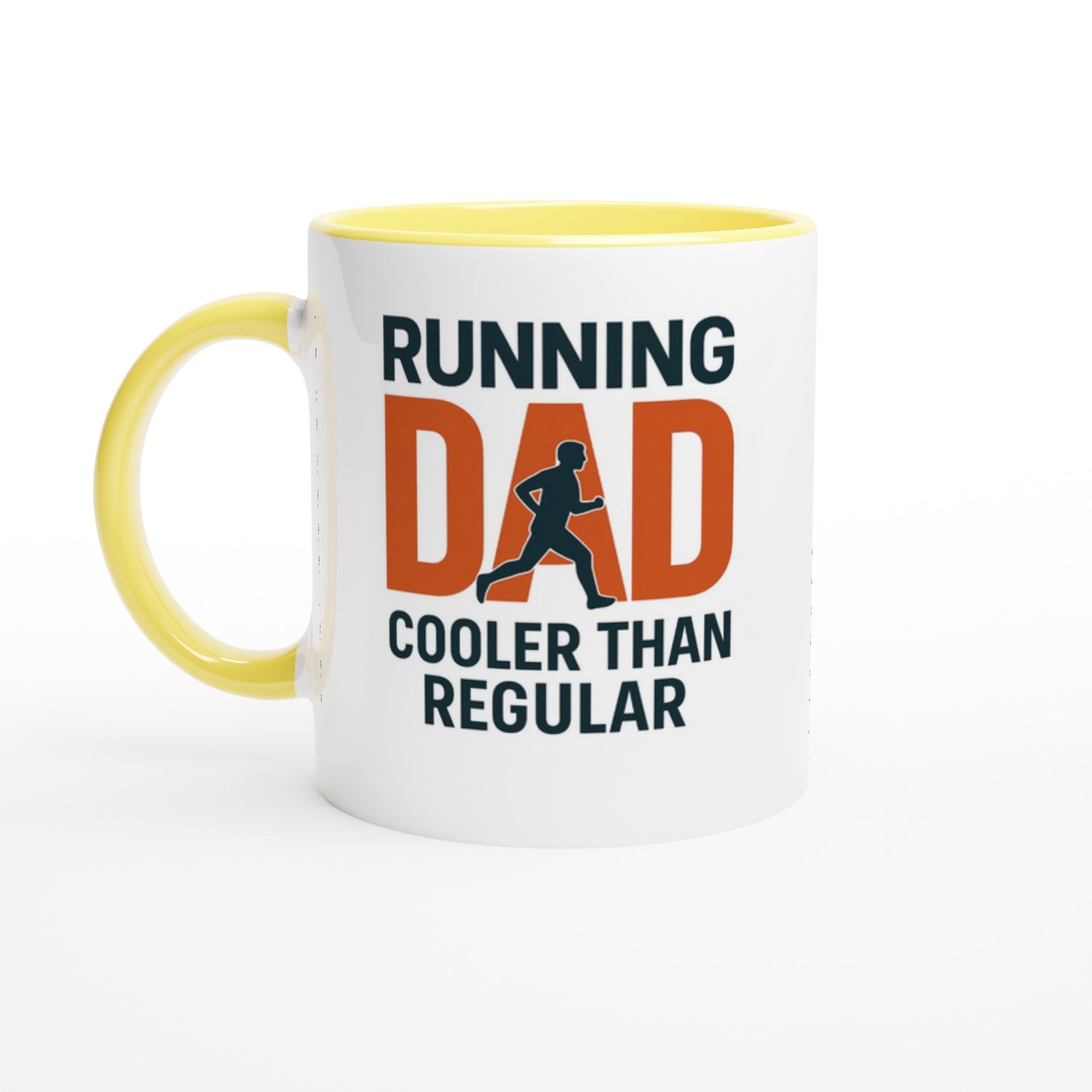 Running Dad Mug - Cooler than Regular Dad | 11oz Gift for Marathon Runners Ceramic Yellow