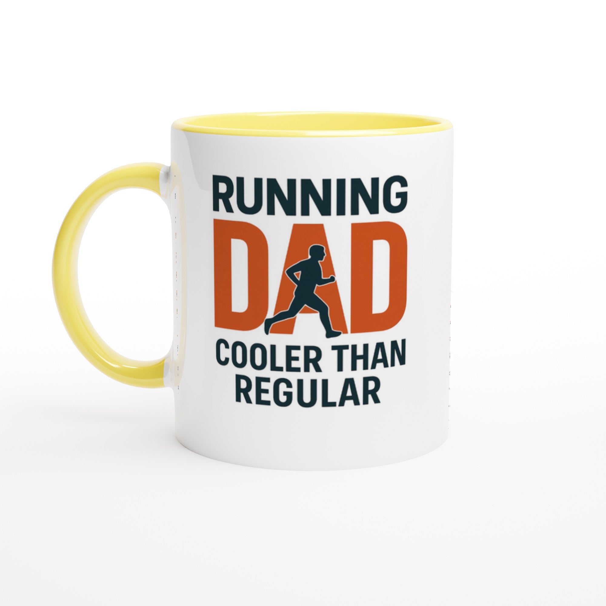 Running Dad Mug - Cooler than Regular Dad | 11oz Gift for Marathon Runners Ceramic Yellow