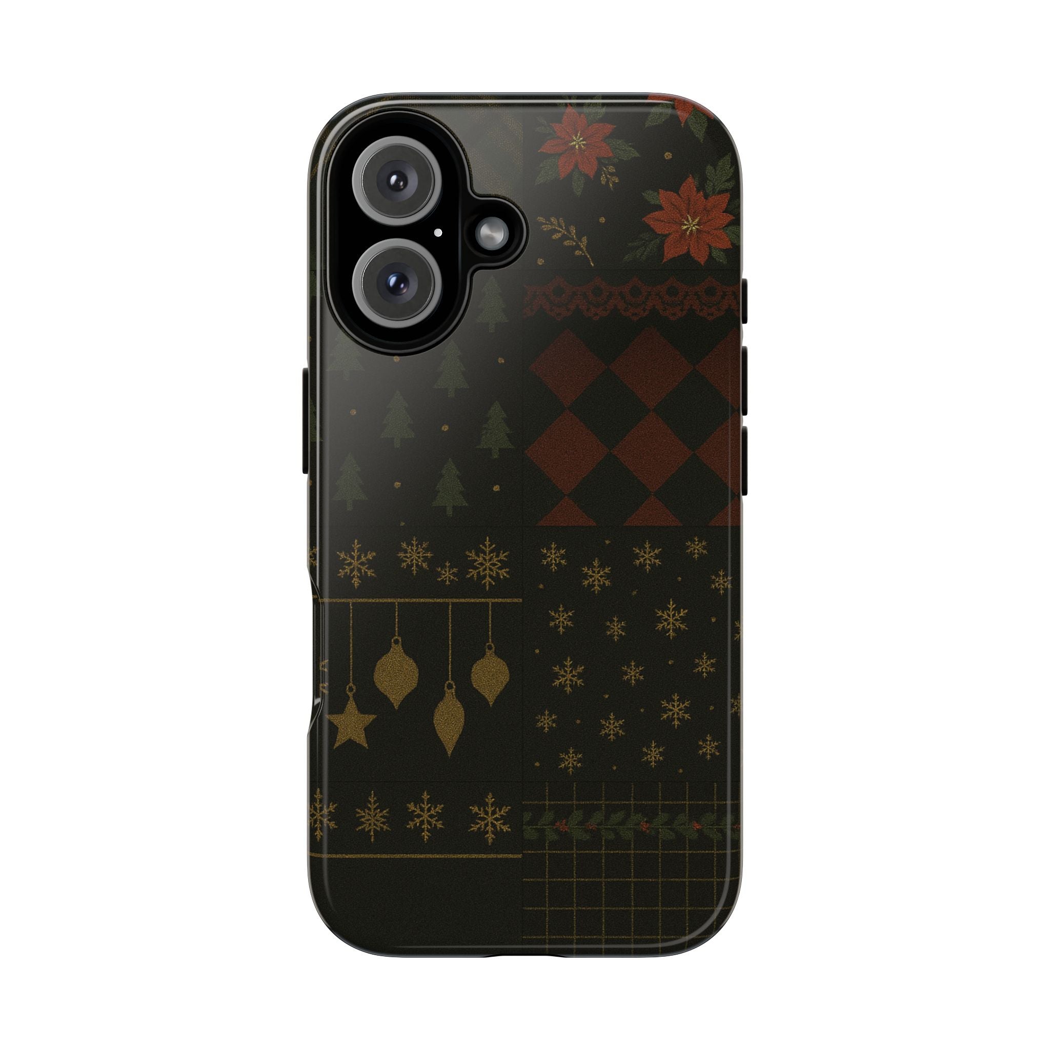 Black Luxury Phone Case for Christmas Festive Season - Tough design iPhone 16 Glossy