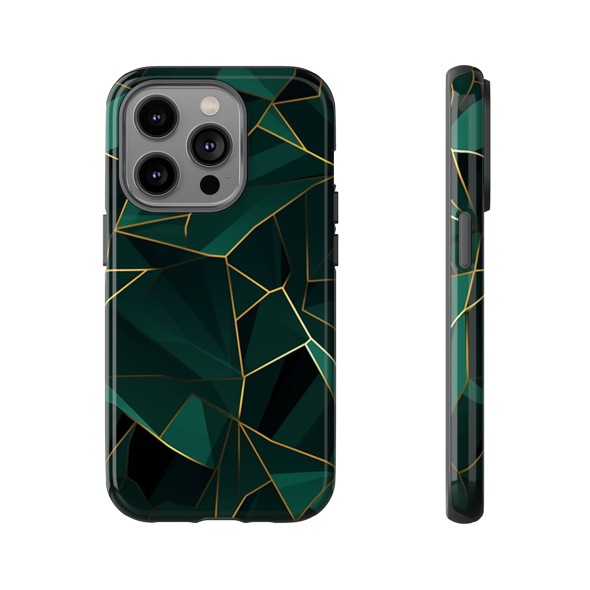 Emerald Veil - Geometric Luxe Phone Case iPhone 14 Pro Glossy