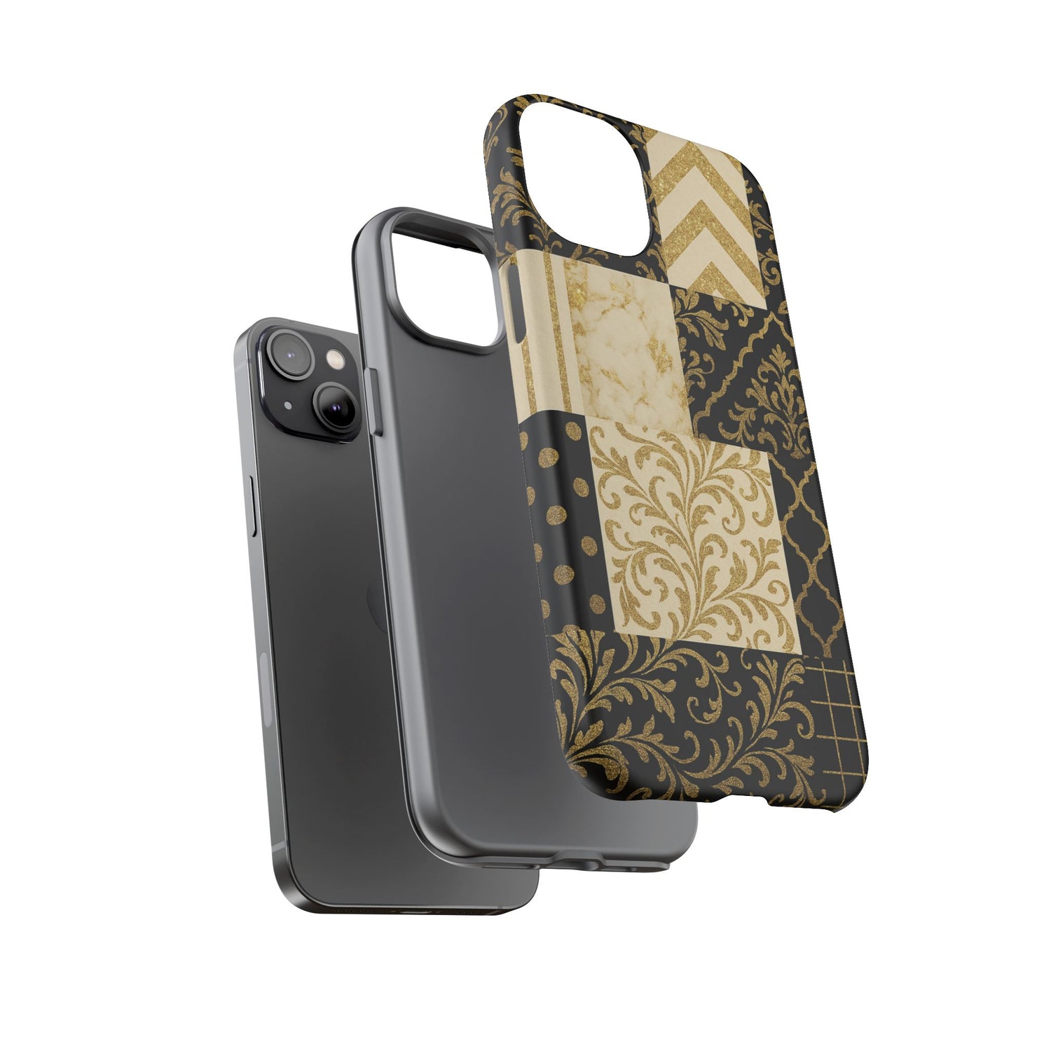 Phone Case, Luxury Black and Gold Festive Design for Christmas Gift, Holiday Decor, Tough Cases, Winter Celebration, Elegant iPhone Cover