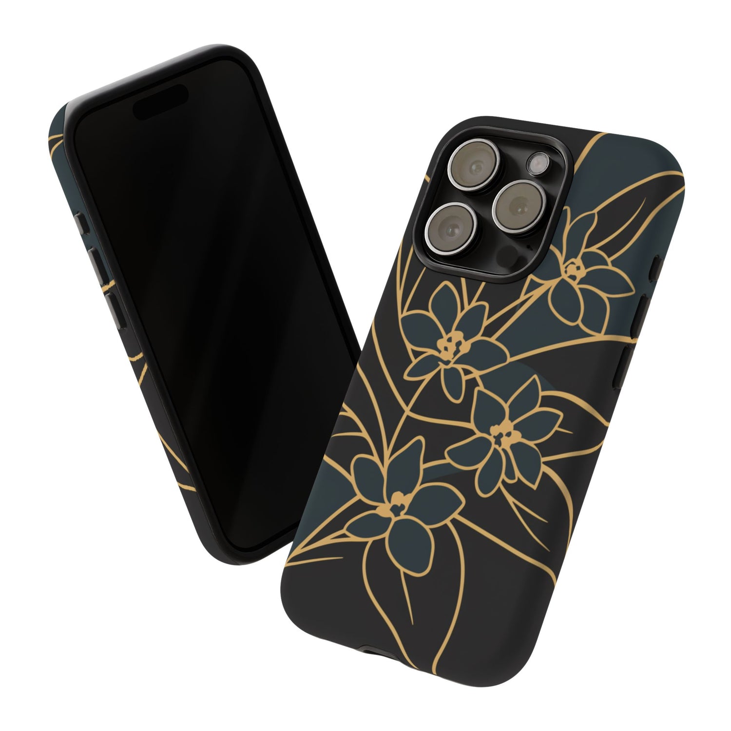 Golden Bloom - Elegant Floral Line Art Phone Case