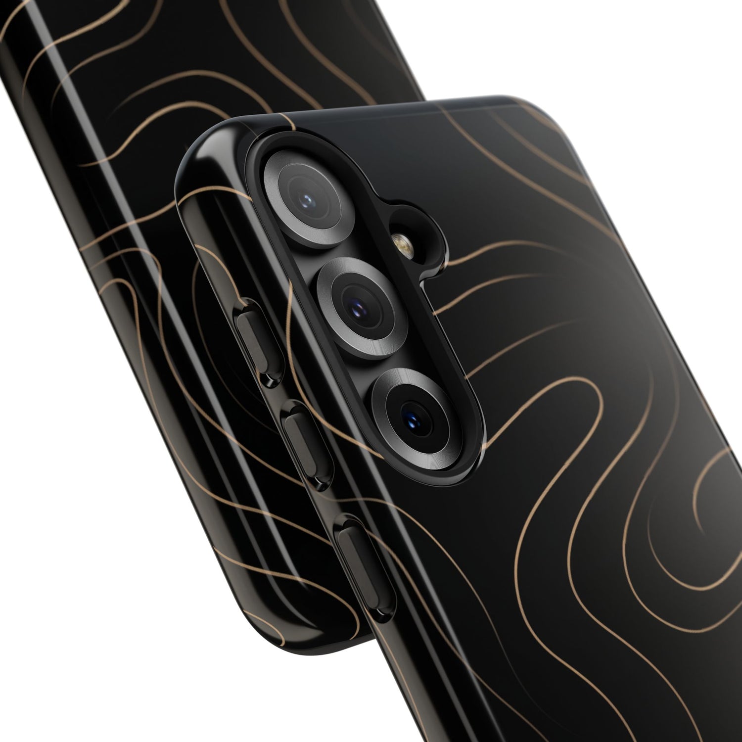 Noir Topograph - Black Minimalist Line Art Phone Case