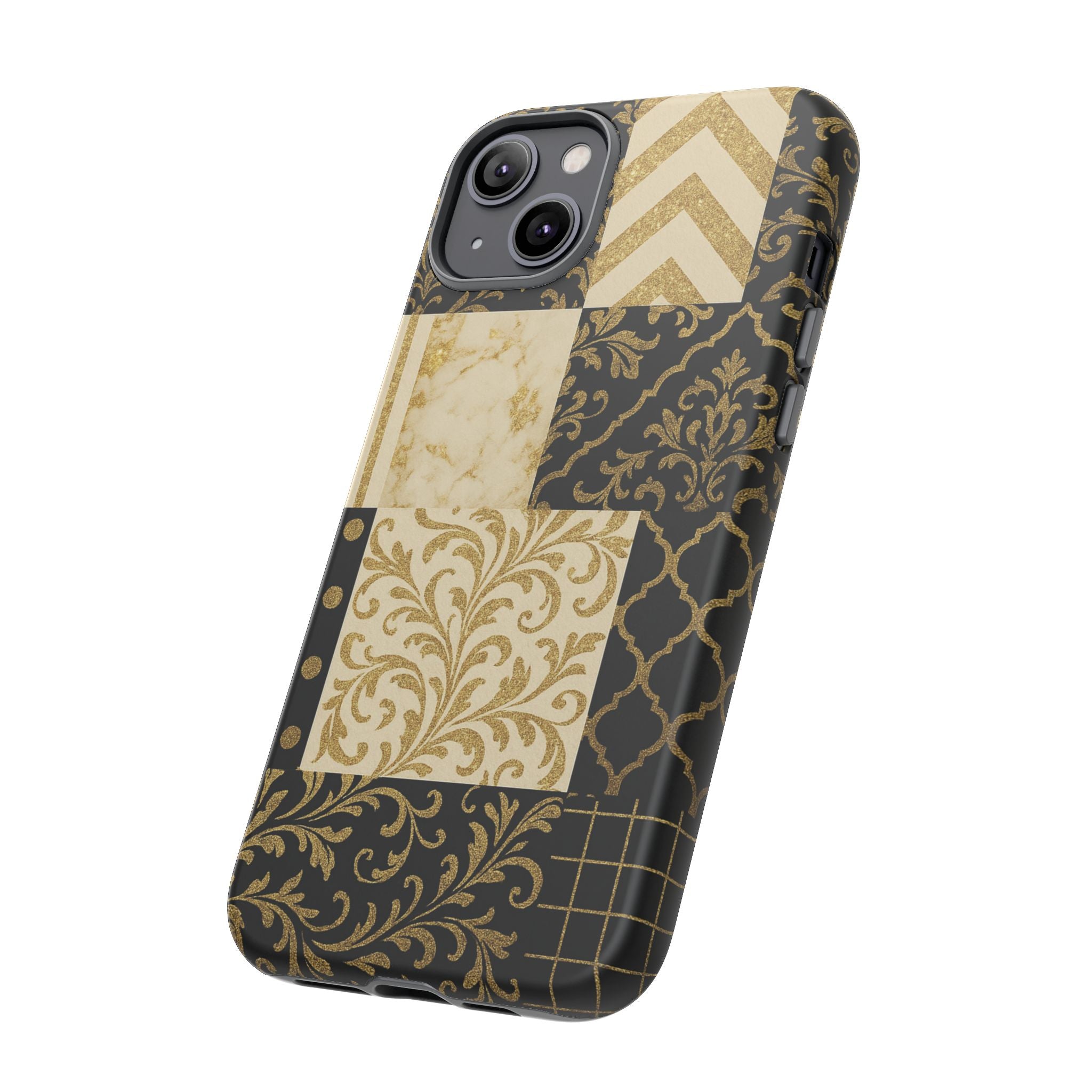 Phone Case, Luxury Black and Gold Festive Design for Christmas Gift, Holiday Decor, Tough Cases, Winter Celebration, Elegant iPhone Cover