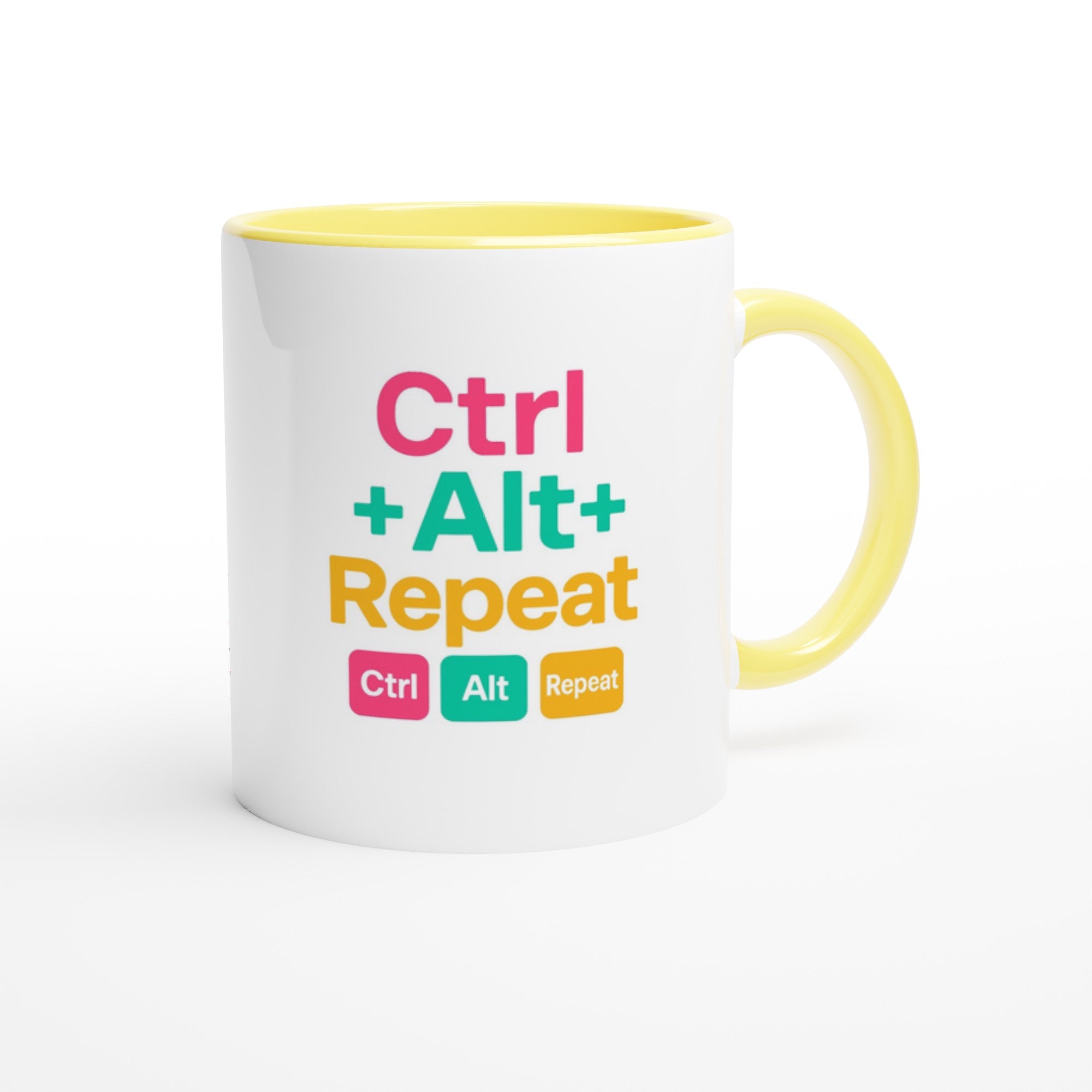 CTRL + ALT + REPEAT Bold Mug - Funny Gift for Tech Lovers - Ceramic Coffee Cup