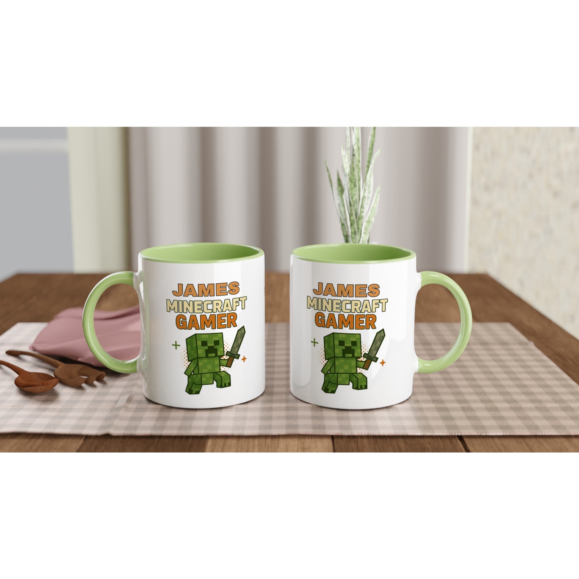 Personalized Minecraft Gamer Mug - Custom 11oz Ceramic Coffee Cup for Gamers