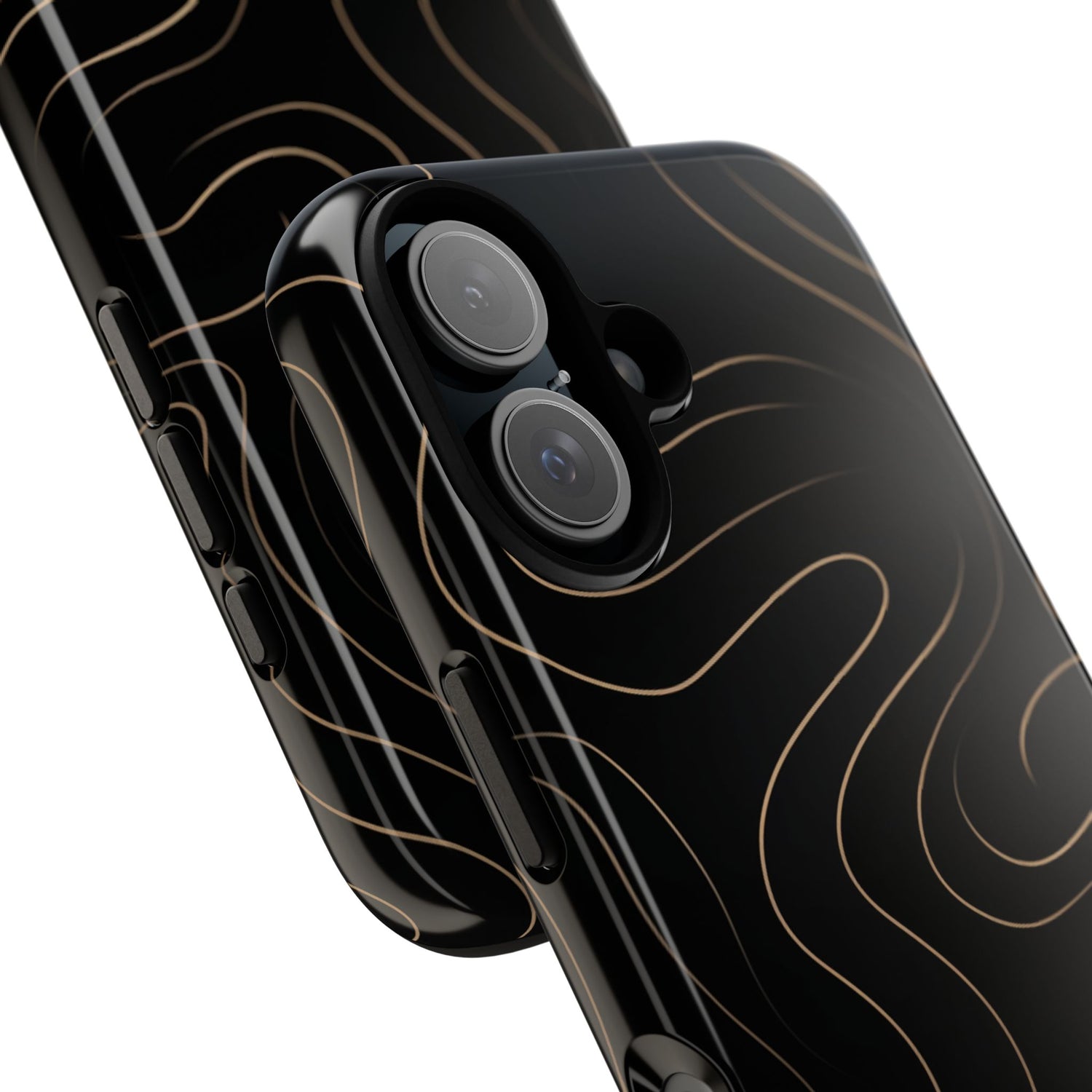 Noir Topograph - Black Minimalist Line Art Phone Case