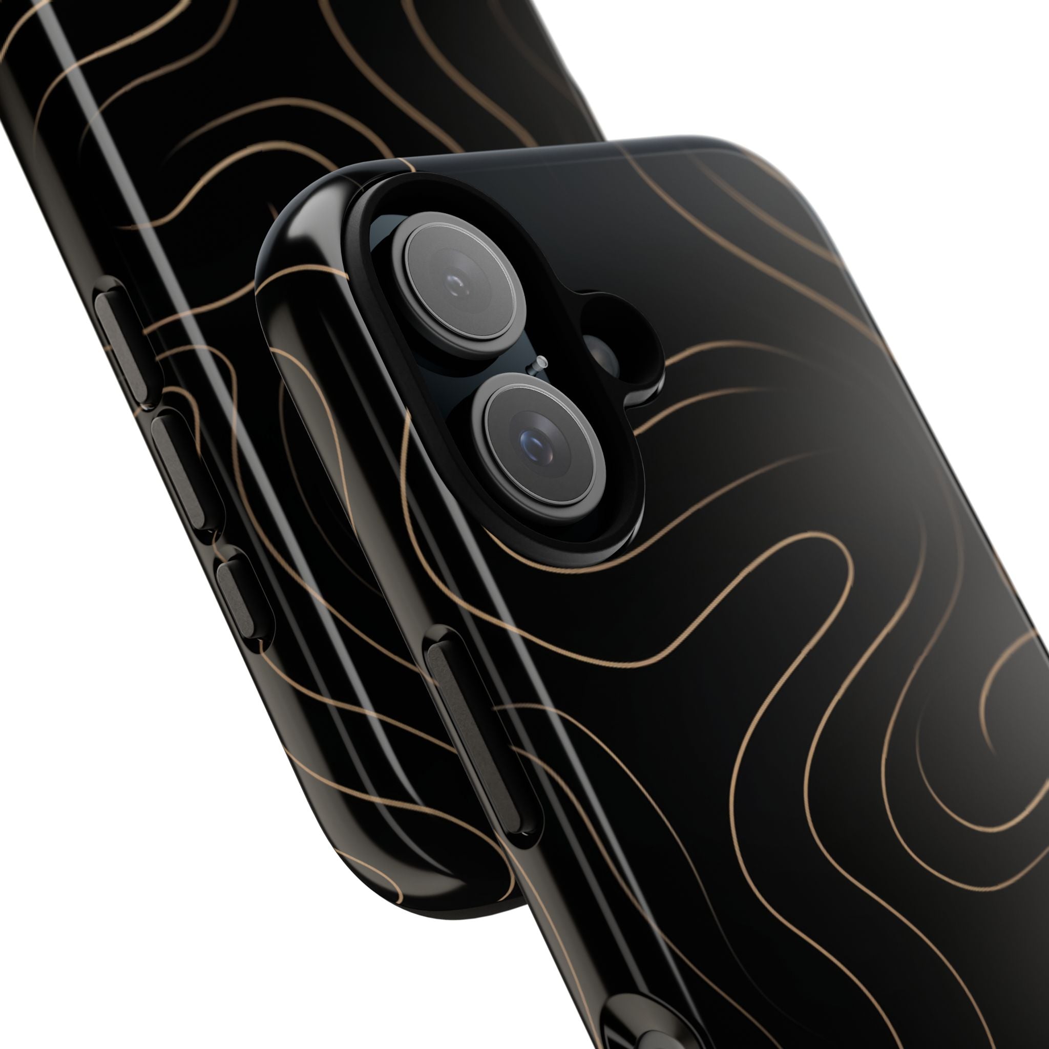 Noir Topograph - Black Minimalist Line Art Phone Case