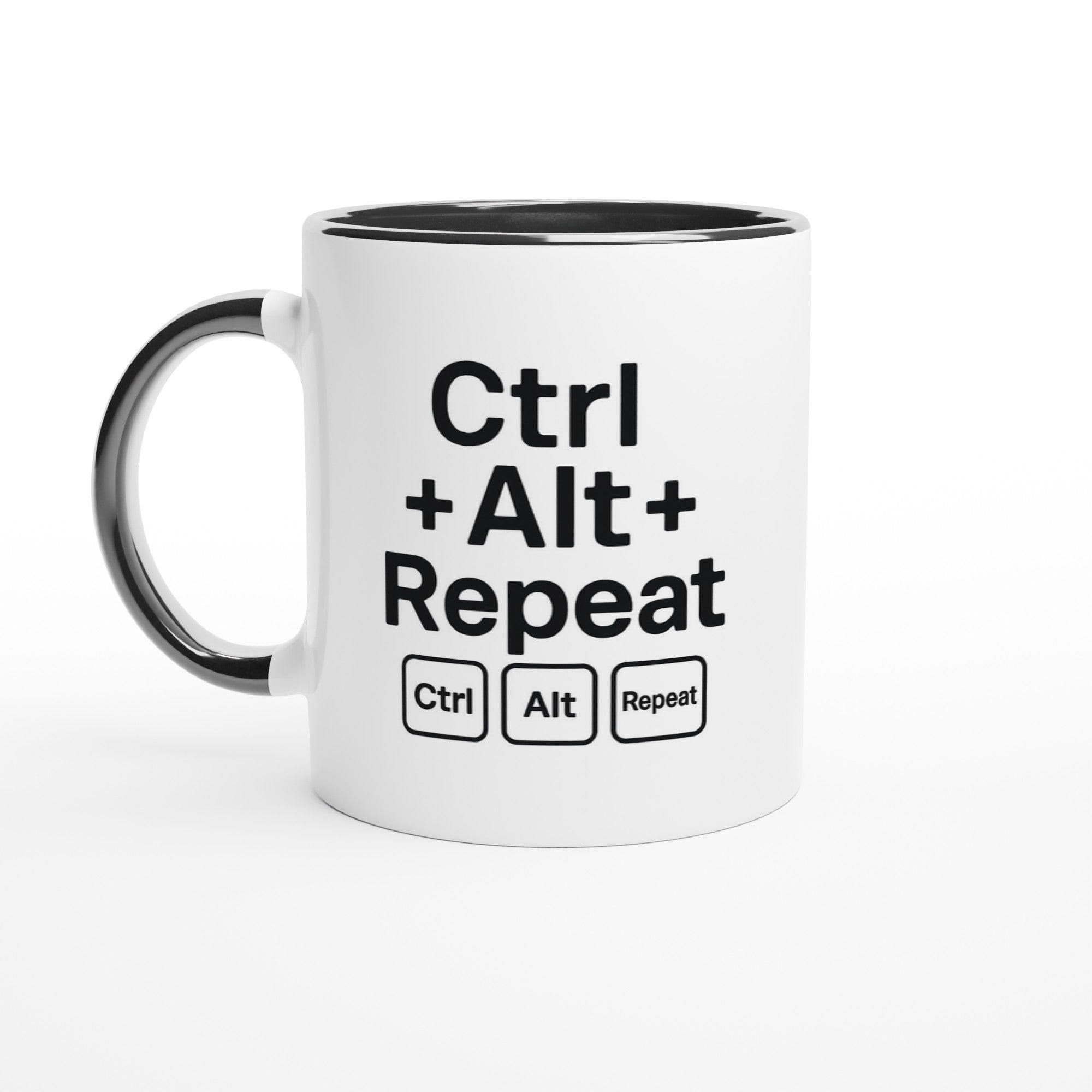 CTRL + ALT + REPEAT Mug - Funny Gift for Tech Lovers - Ceramic Coffee Cup Ceramic Black