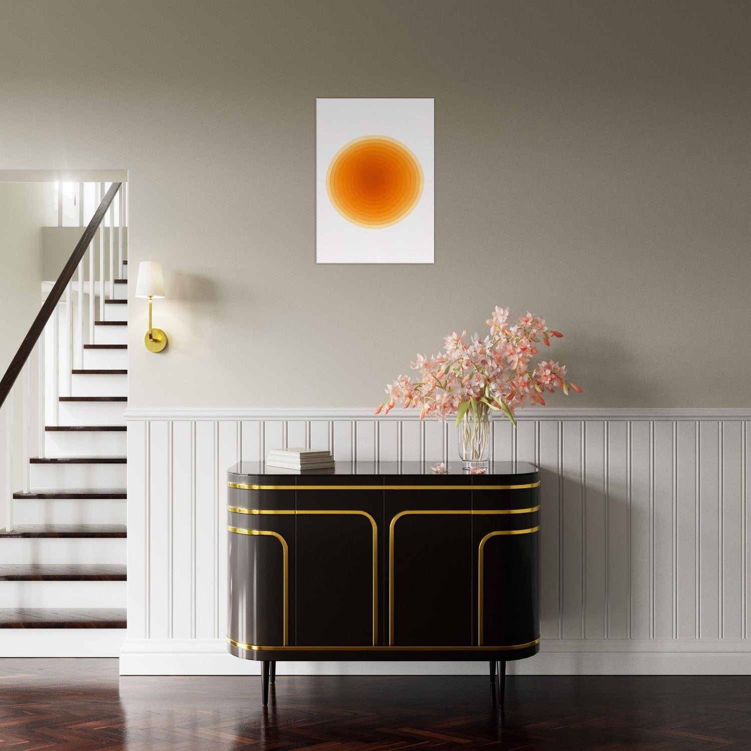 Solar Bloom - Radiant Orange Canvas - Abstract Watercolor Spiral Art Print - Slim Canvas - Wall Art