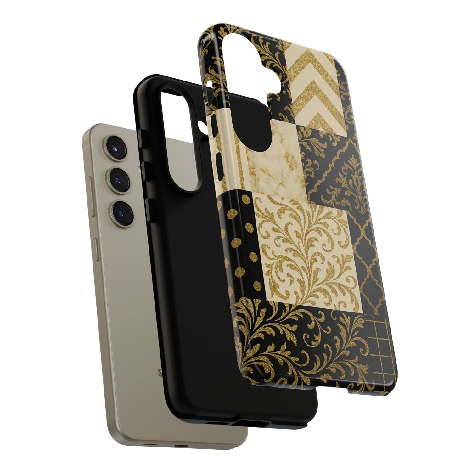 Phone Case, Luxury Black and Gold Festive Design for Christmas Gift, Holiday Decor, Tough Cases, Winter Celebration, Elegant iPhone Cover