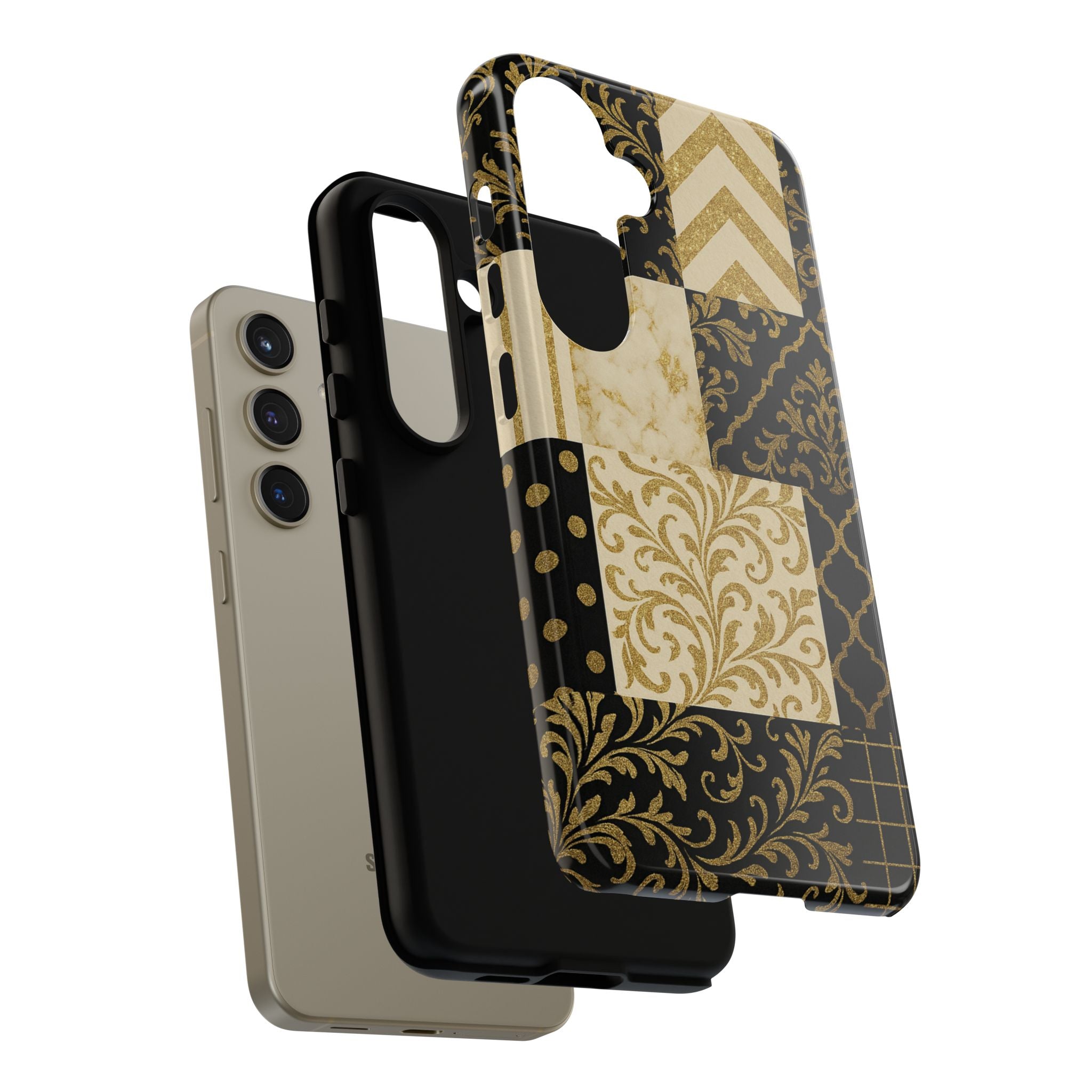 Phone Case, Luxury Black and Gold Festive Design for Christmas Gift, Holiday Decor, Tough Cases, Winter Celebration, Elegant iPhone Cover