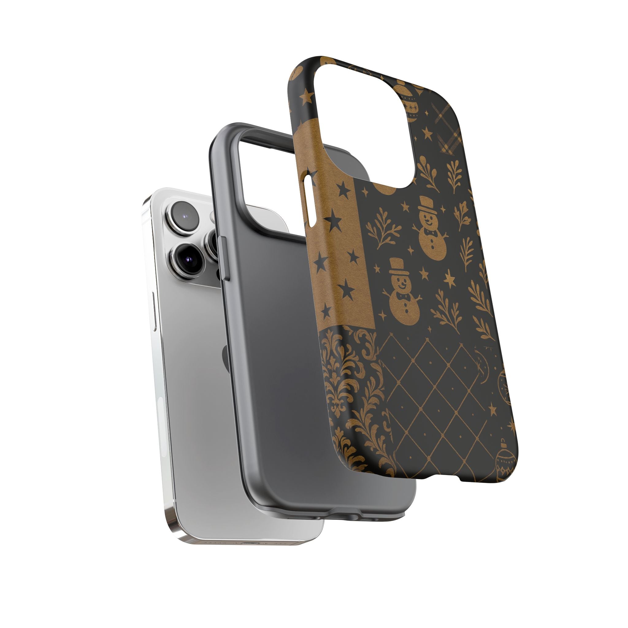 Black Festive Phone Case | Christmas Gift | Holiday Decor | Snowman Design | Tough Cases | Winter Celebration