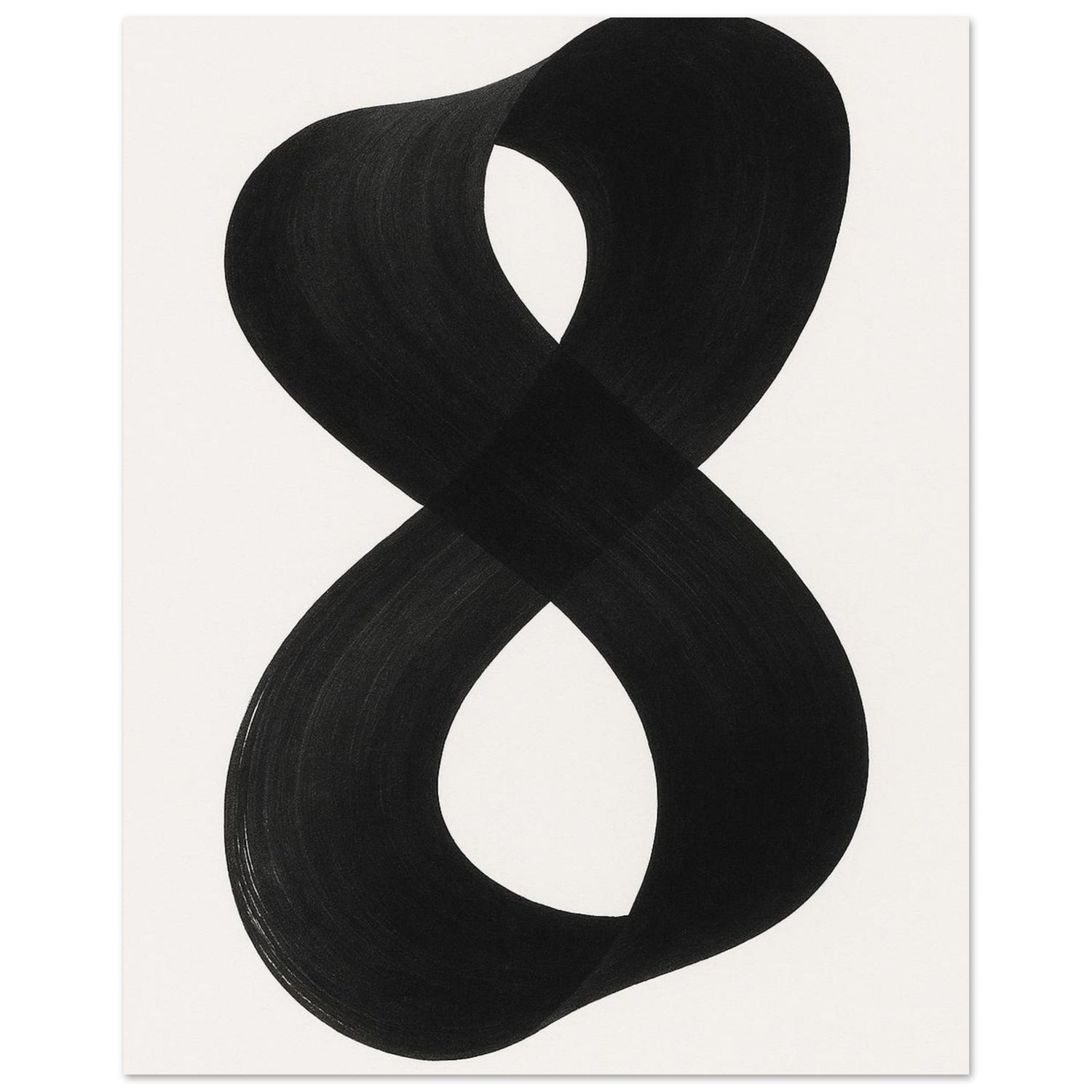 Infinity Abstract Brushstroke Art Print - Modern Minimalist Poster in Pink, Blue, Ochre, Black 20x25 cm 8x10″ Black