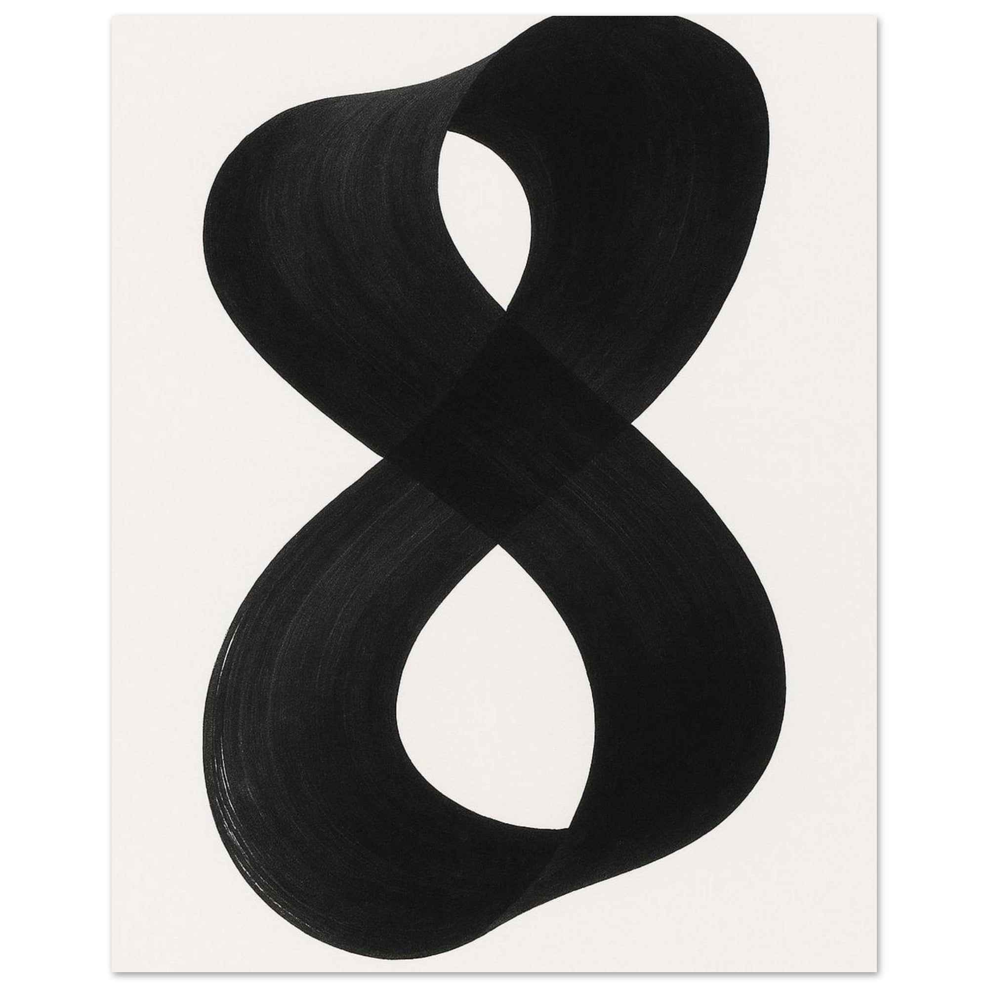 Infinity Abstract Brushstroke Art Print - Modern Minimalist Poster in Pink, Blue, Ochre, Black 20x25 cm 8x10″ Black