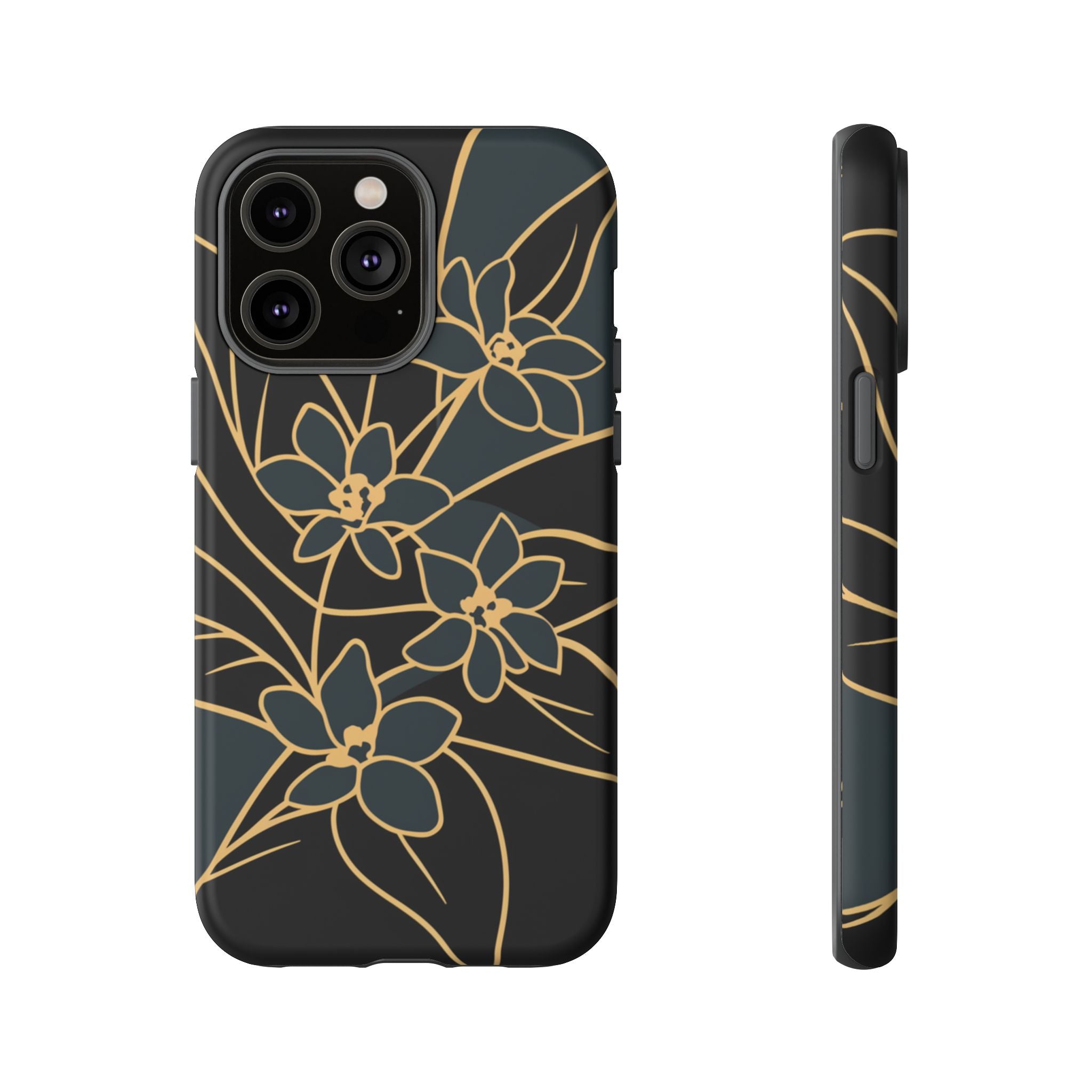 Golden Bloom - Elegant Floral Line Art Phone Case iPhone 14 Pro Max Matte
